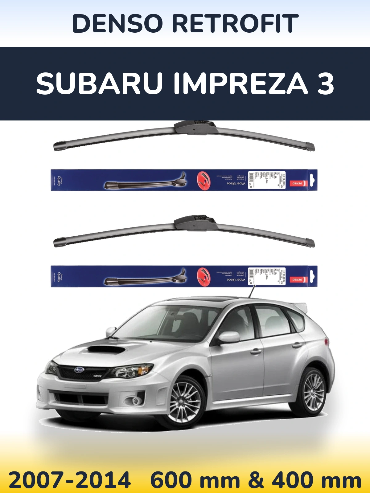 Комплект передних дворников Denso Retrofit 600 & 400 мм для Subaru Impreza 3 2007-2014