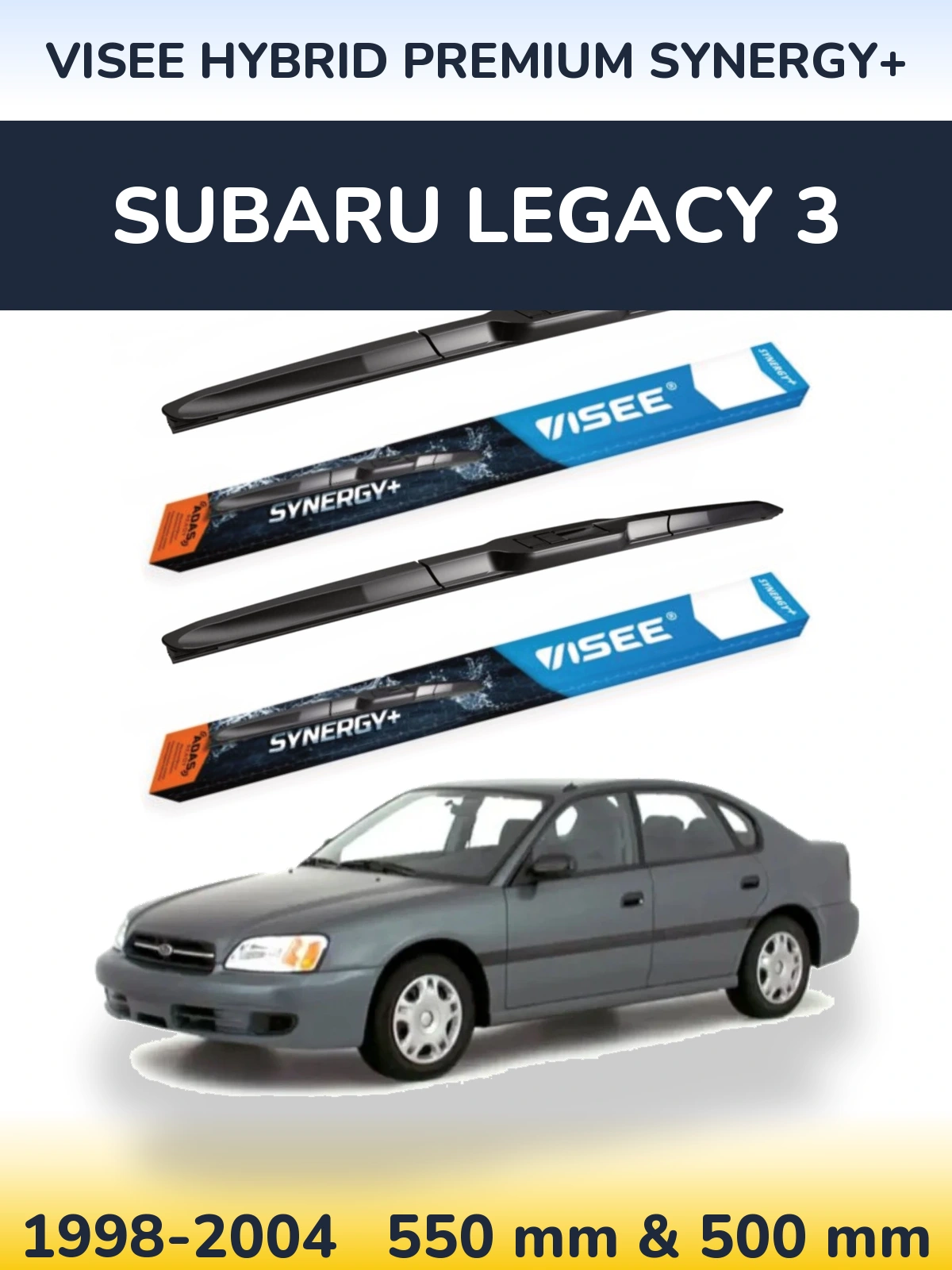 Комплект передніх щіток VISEE HYBRID PREMIUM SYNERGY+ 550 & 500 мм для Subaru Legacy 3 1998-2004