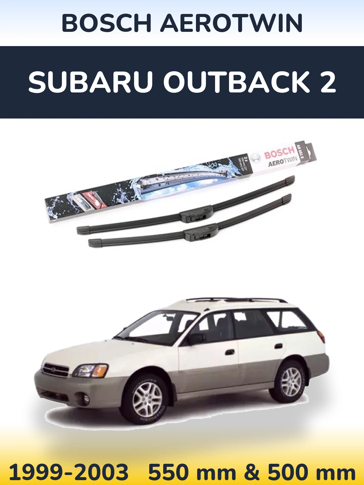 Комплект передних дворников BOSCH AeroTwin 550 & 500 мм для Subaru Outback 2 1999-2003