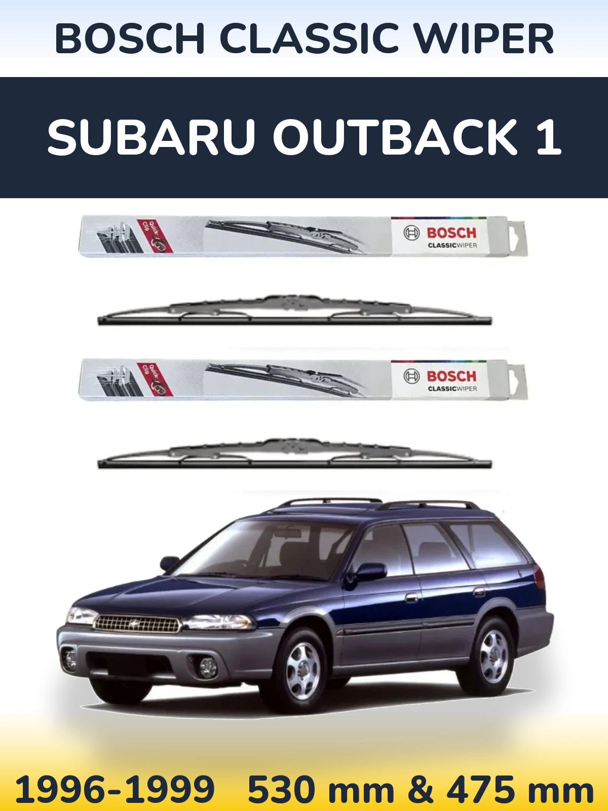 Комплект передних дворников BOSCH Classic Wiper 530 & 475 мм для Subaru Outback 1 1996-1999