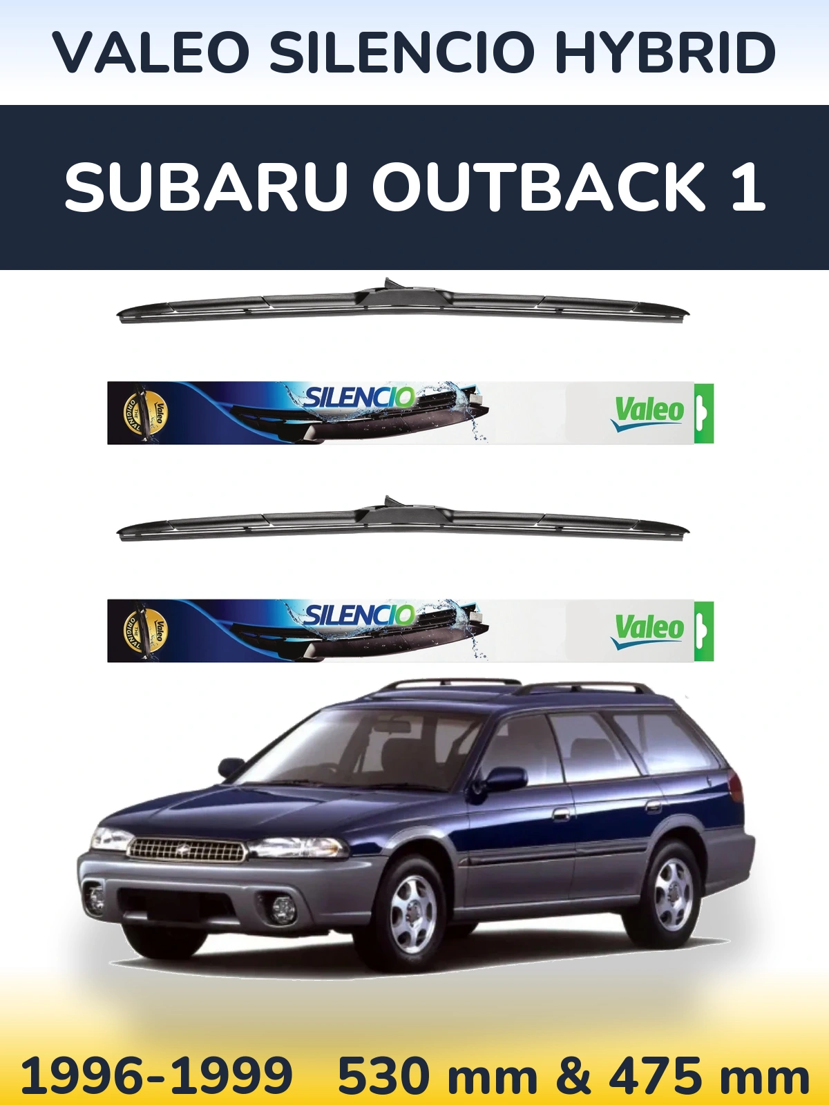 Комплект передних дворников Valeo Silencio Hybrid 530 & 475 мм для Subaru Outback 1 1996-1999