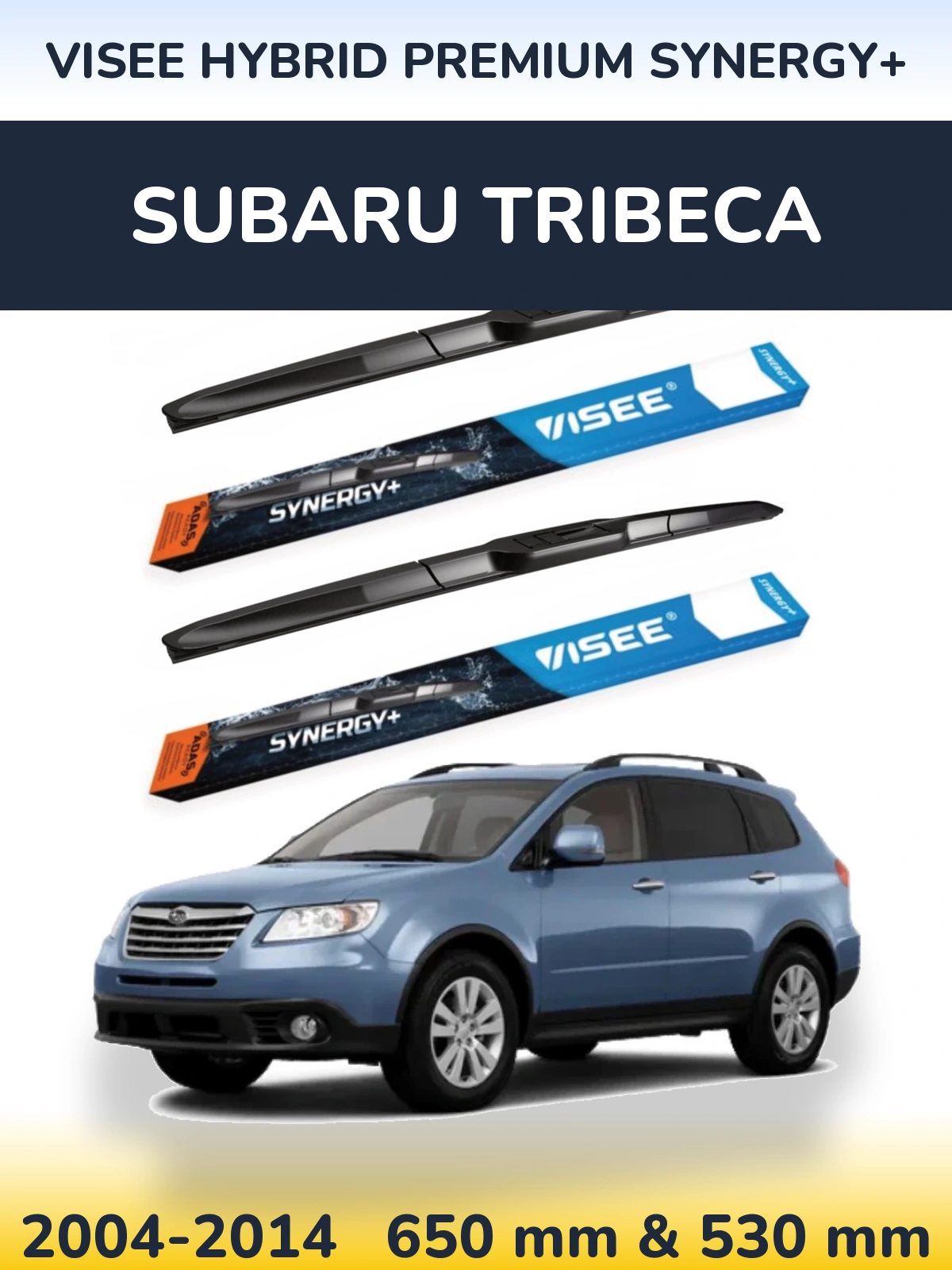 Комплект передних дворников VISEE HYBRID PREMIUM SYNERGY+ 650 & 530 мм для Subaru Tribeca 2004-2014