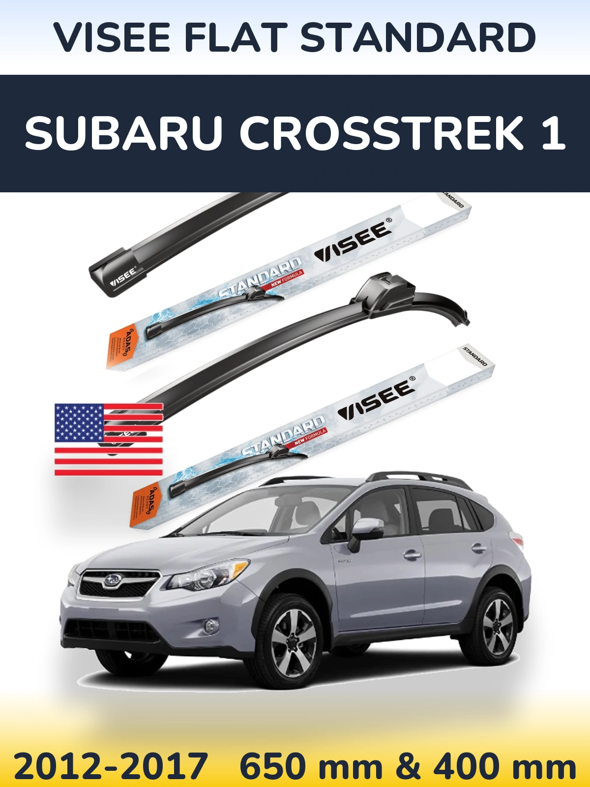 Комплект передніх щіток VISEE FLAT STANDARD 650 & 400 мм для Subaru Crosstrek 1 2012-2017