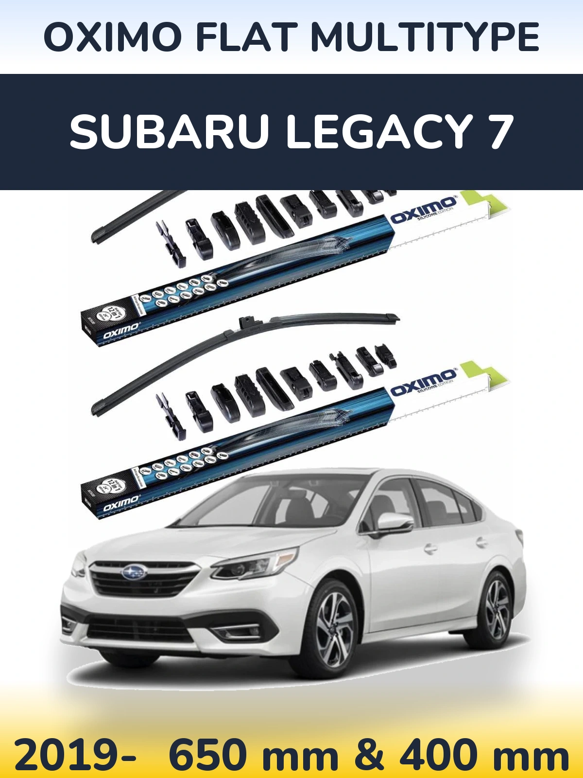 Front wiper blade set Oximo Flat MultiTüüpe 650 & 400 mm for Subaru Legacy 7 2019-2026