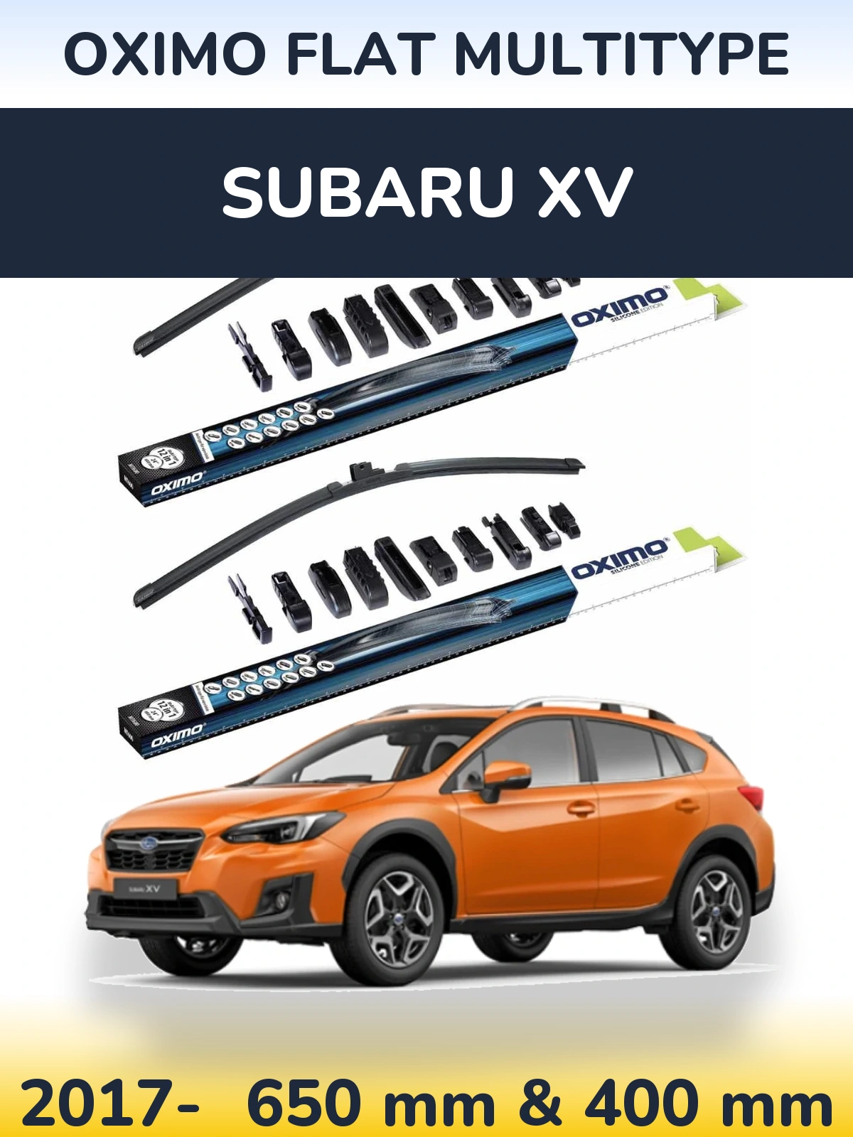 Front wiper blade set Oximo Flat MultiTüüpe 650 & 400 mm for Subaru XV 2017-2026