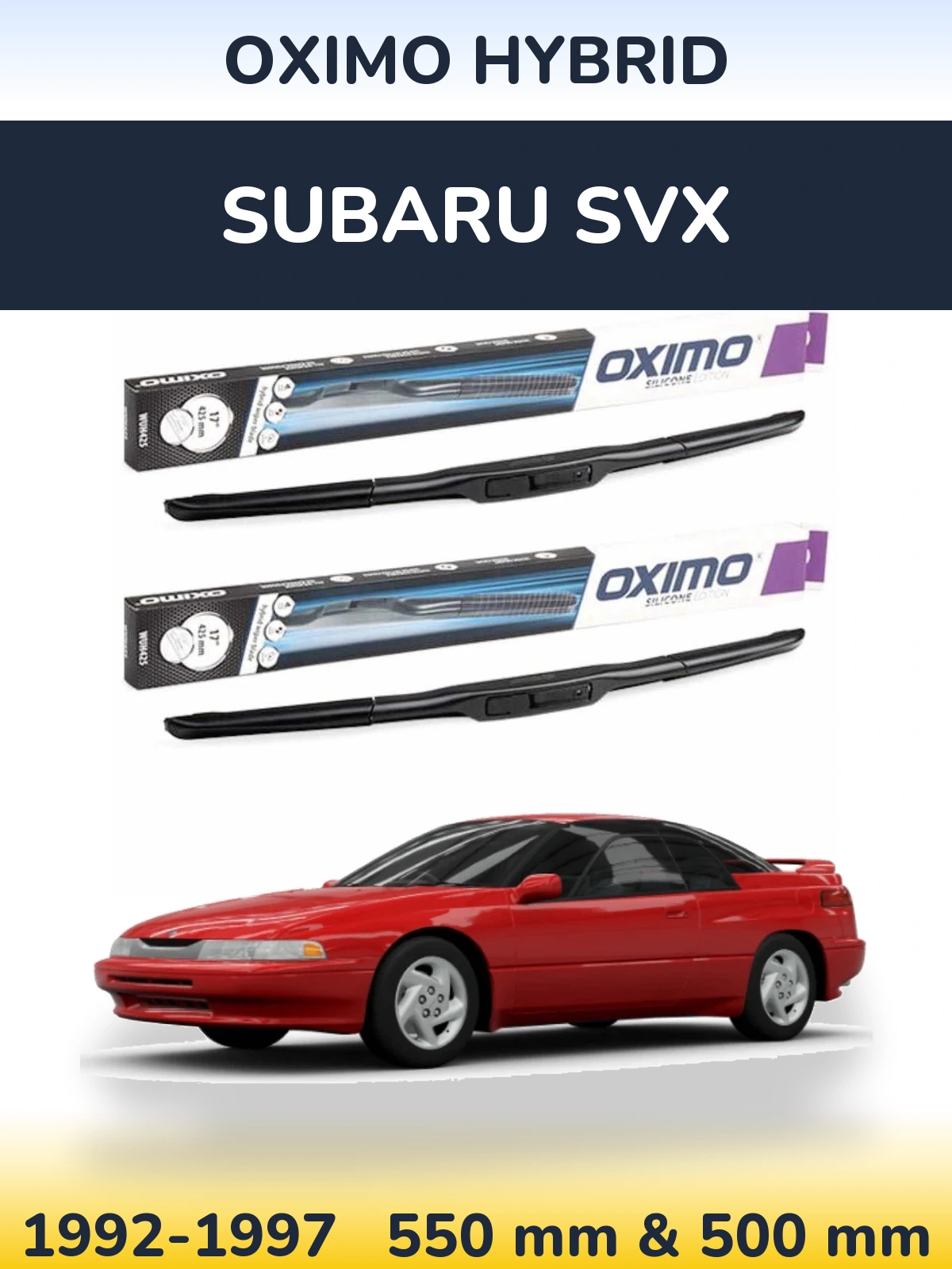 Комплект передних дворников Oximo Hybrid 550 & 500 мм для Subaru SVX 1992-1997