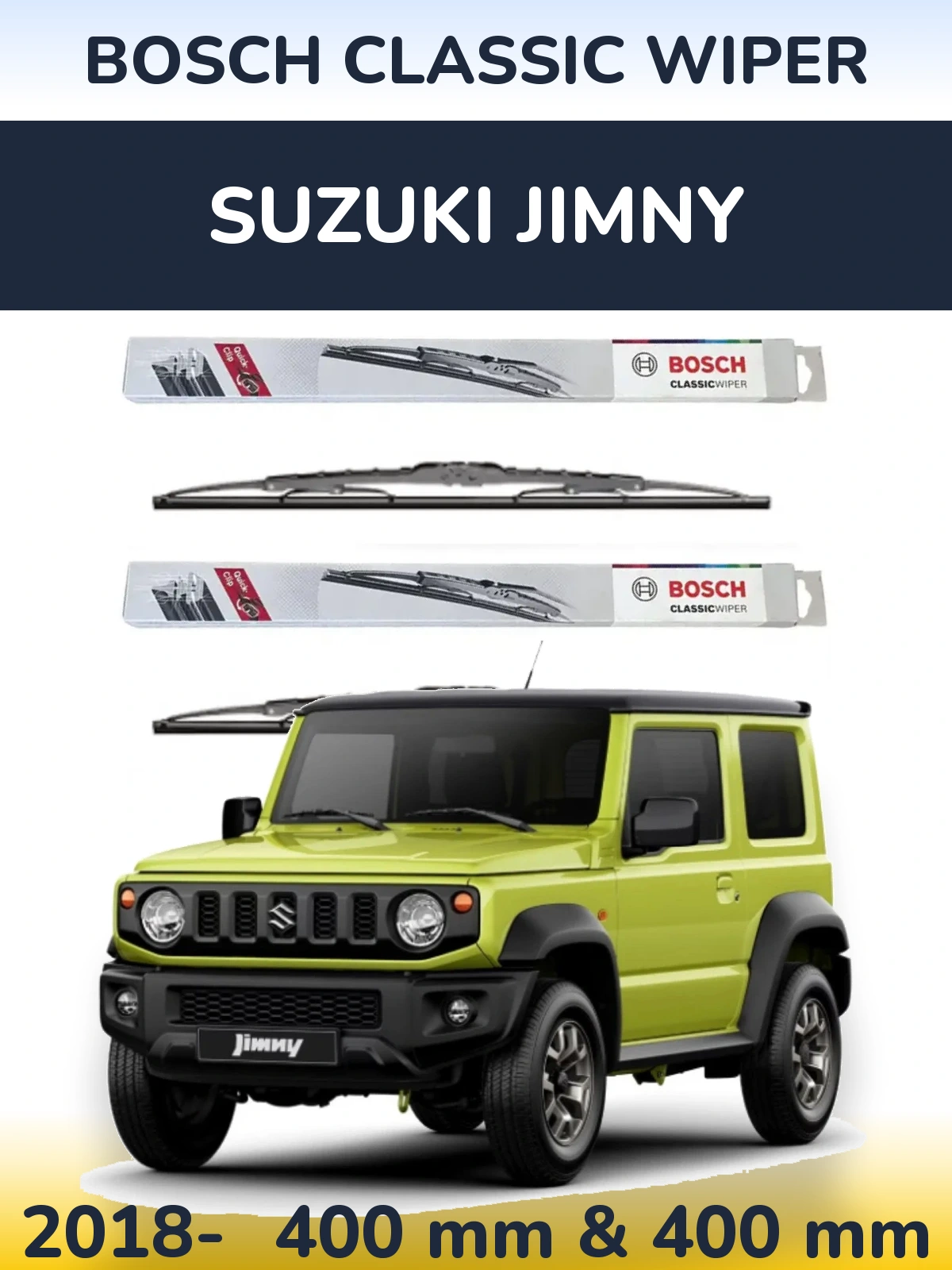 Комплект передніх щіток BOSCH Classic Wiper 400 & 400 мм для Suzuki Jimny 2018-2026