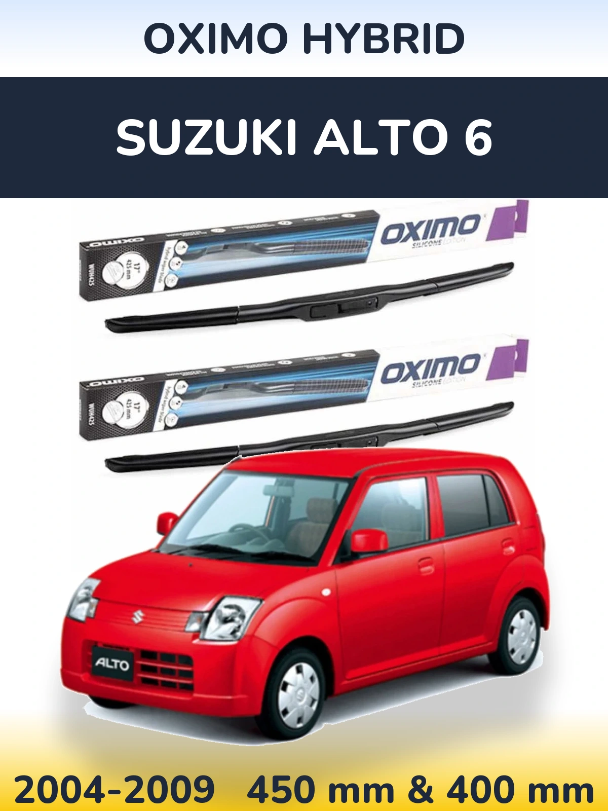 Комплект передних дворников Oximo Hybrid 450 & 400 мм для Suzuki Alto 6 2004-2009