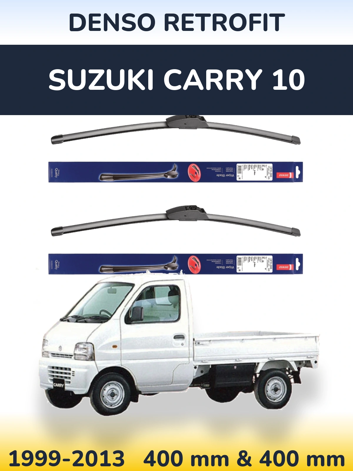 Front wiper blade set Denso Retrofit 400 & 400 mm for Suzuki Carry 10 1999-2013