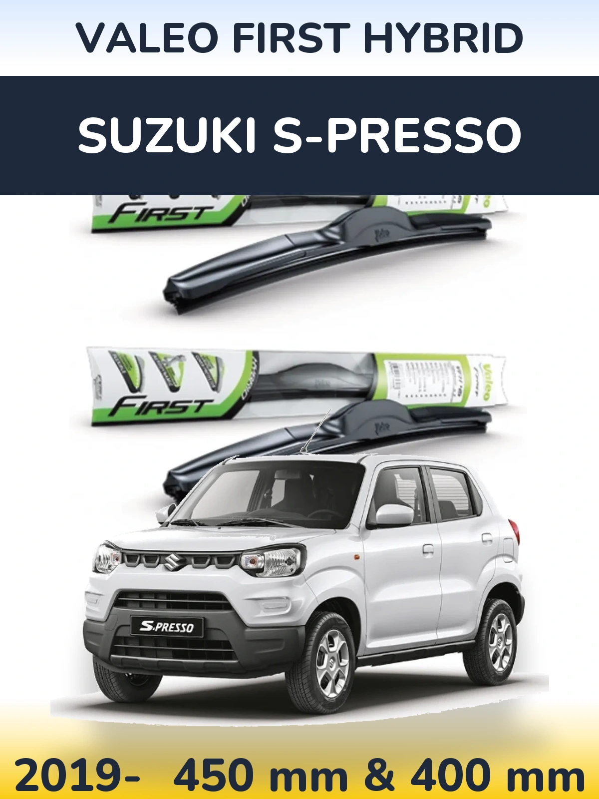 Комплект передних дворников Valeo First Hybrid 450 & 400 мм для Suzuki S-Presso 2019-2026