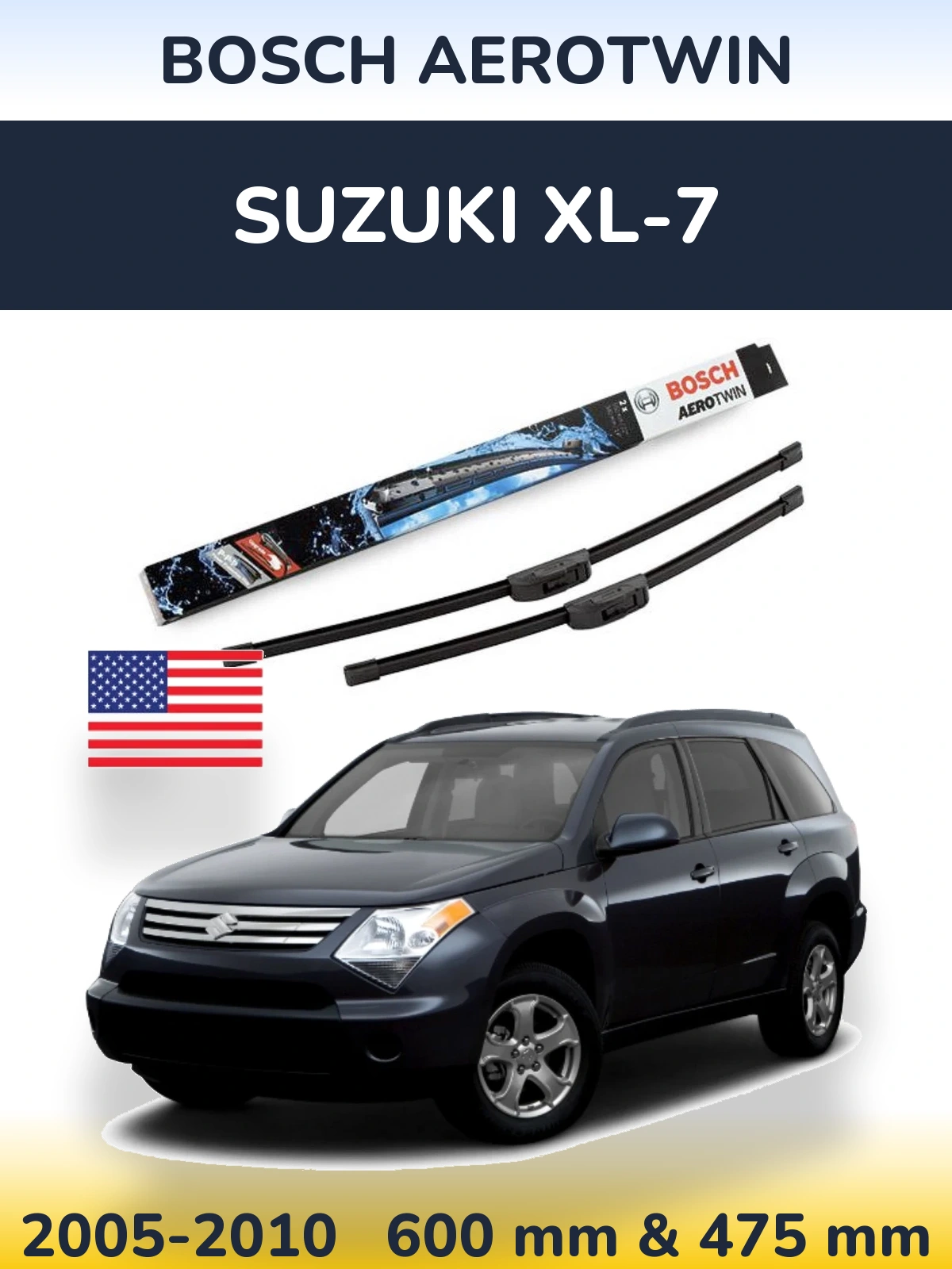 Комплект передніх щіток BOSCH AeroTwin 600 & 475 мм для Suzuki XL-7 2005-2010