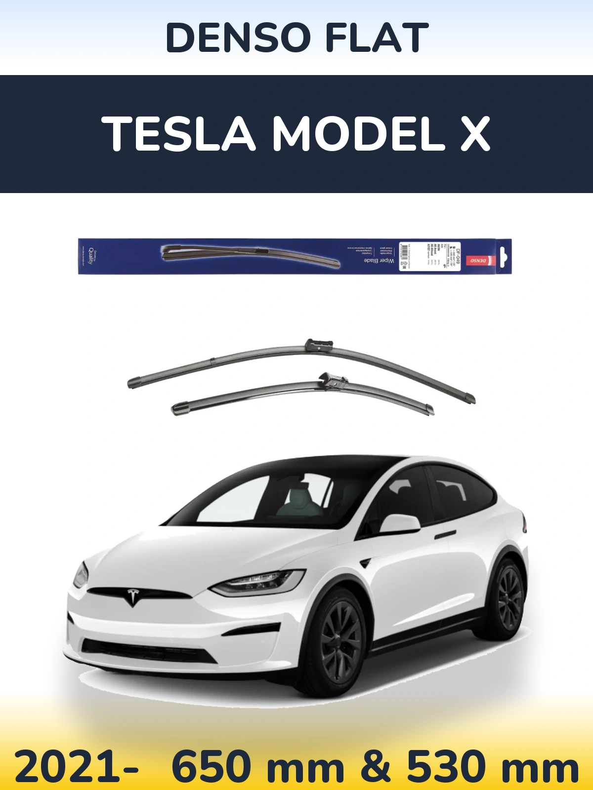 Front wiper blade set Denso Flat 640 & 520 mm for Tesla Model X 2021-2026