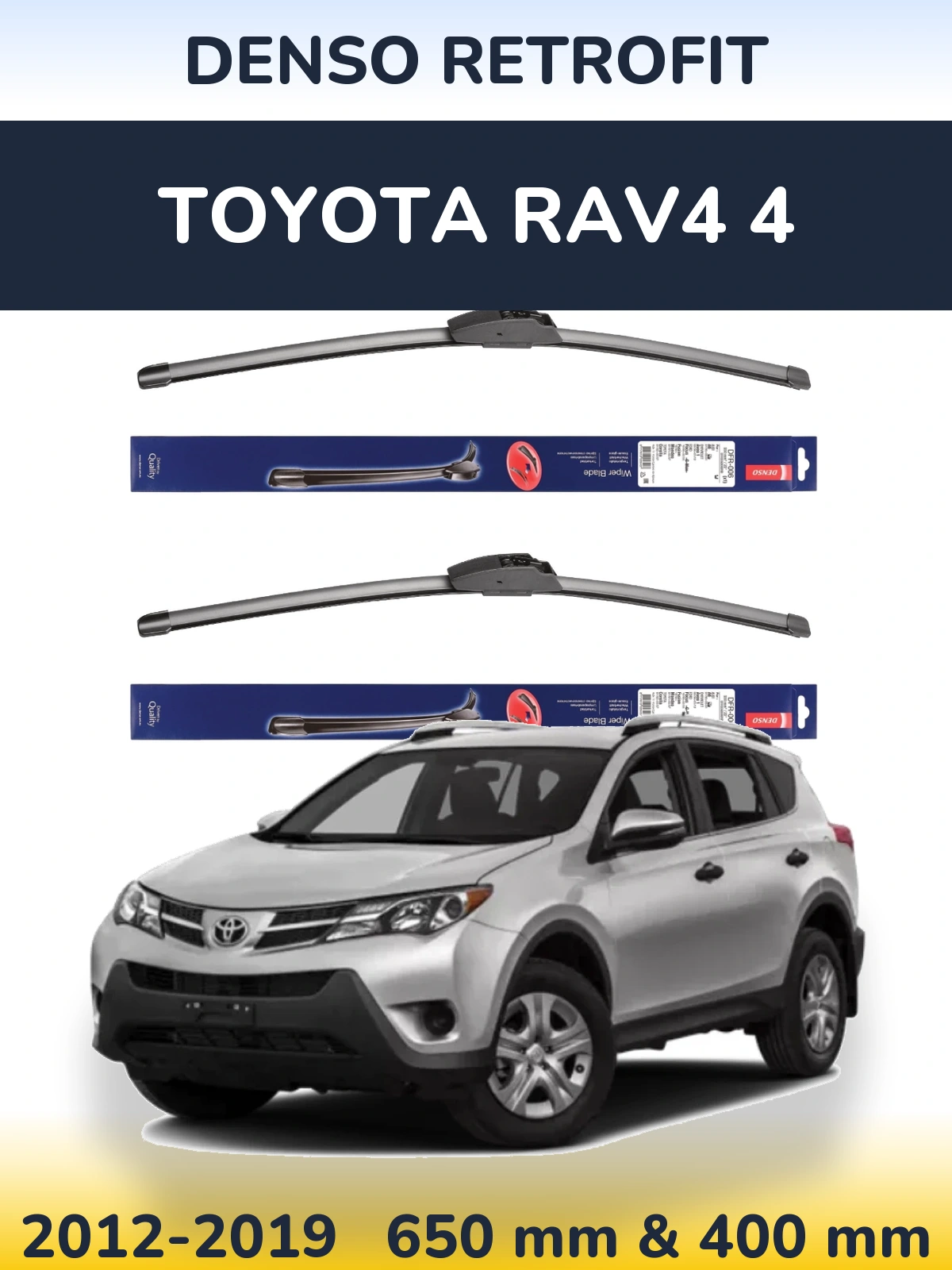 Комплект передніх щіток Denso Retrofit 650 & 400 мм для Toyota RAV4 4 2012-2019