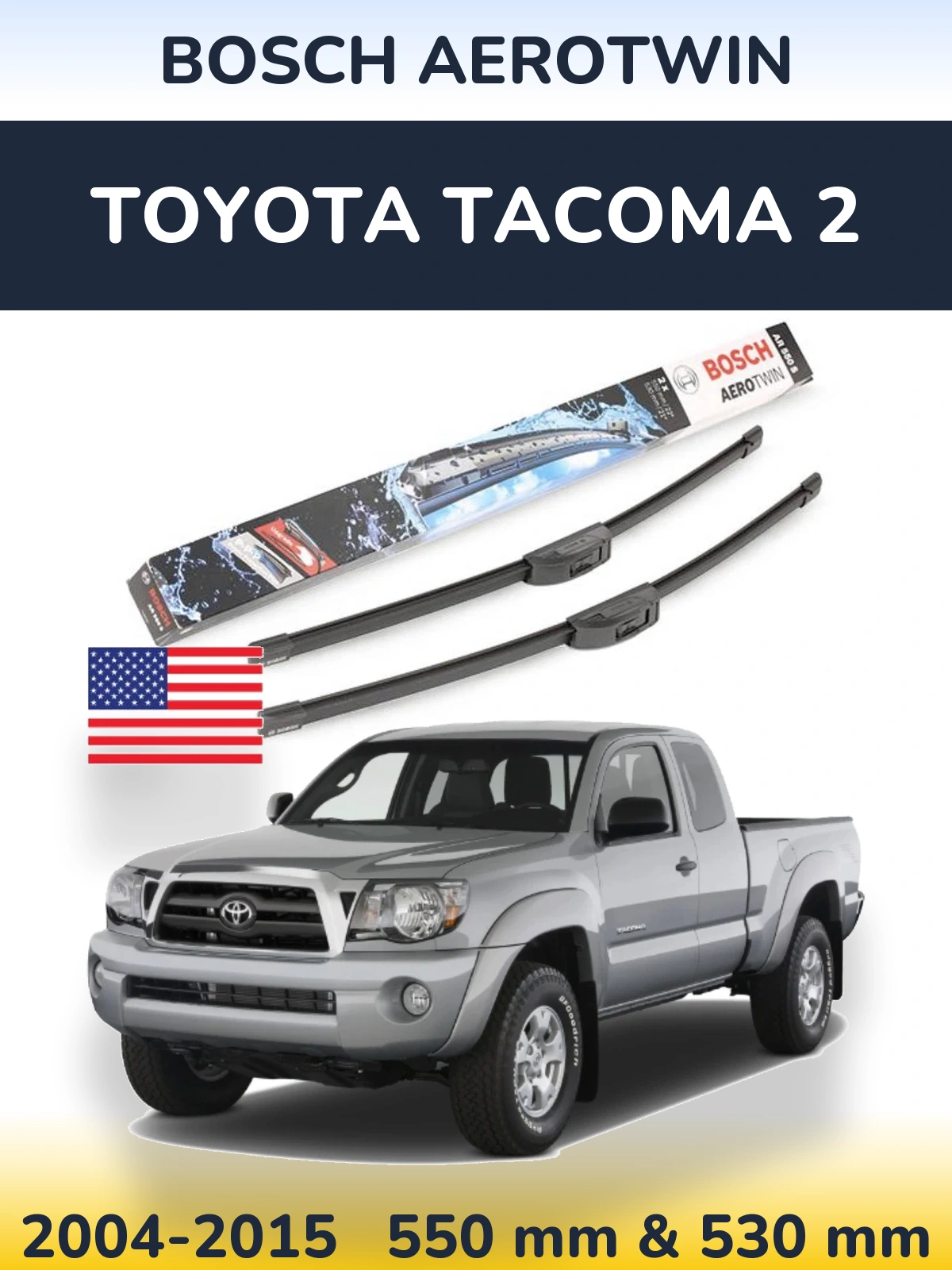 Комплект передних дворников BOSCH AeroTwin 550 & 530 мм для Toyota Tacoma 2 2004-2015