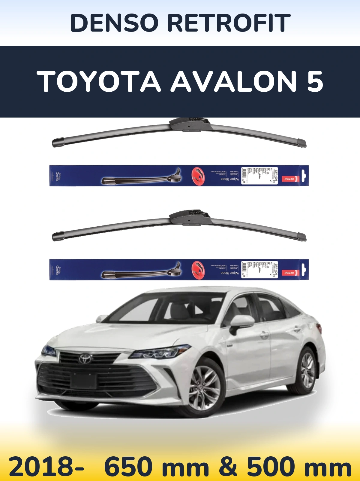 Комплект передних дворников Denso Retrofit 650 & 500 мм для Toyota Avalon 5 2018-2026