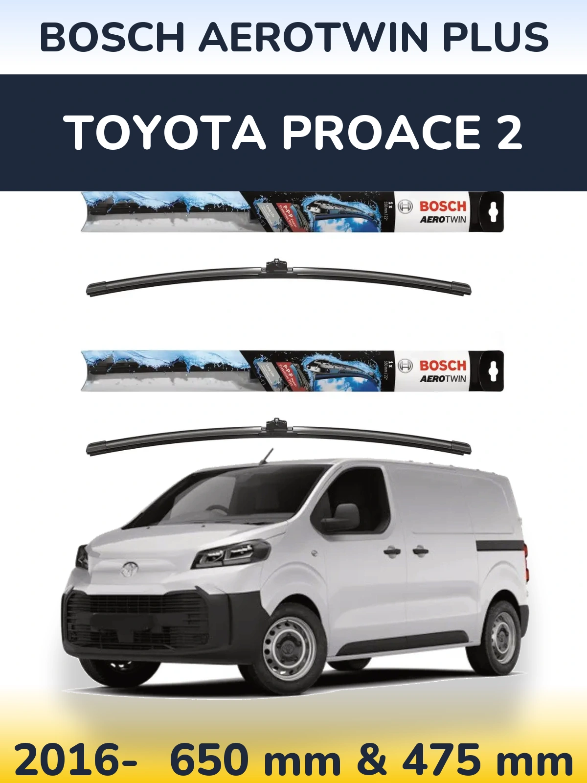 Комплект передніх щіток BOSCH AeroTwin Plus 650 & 475 мм для Toyota ProAce 2 2016-2026