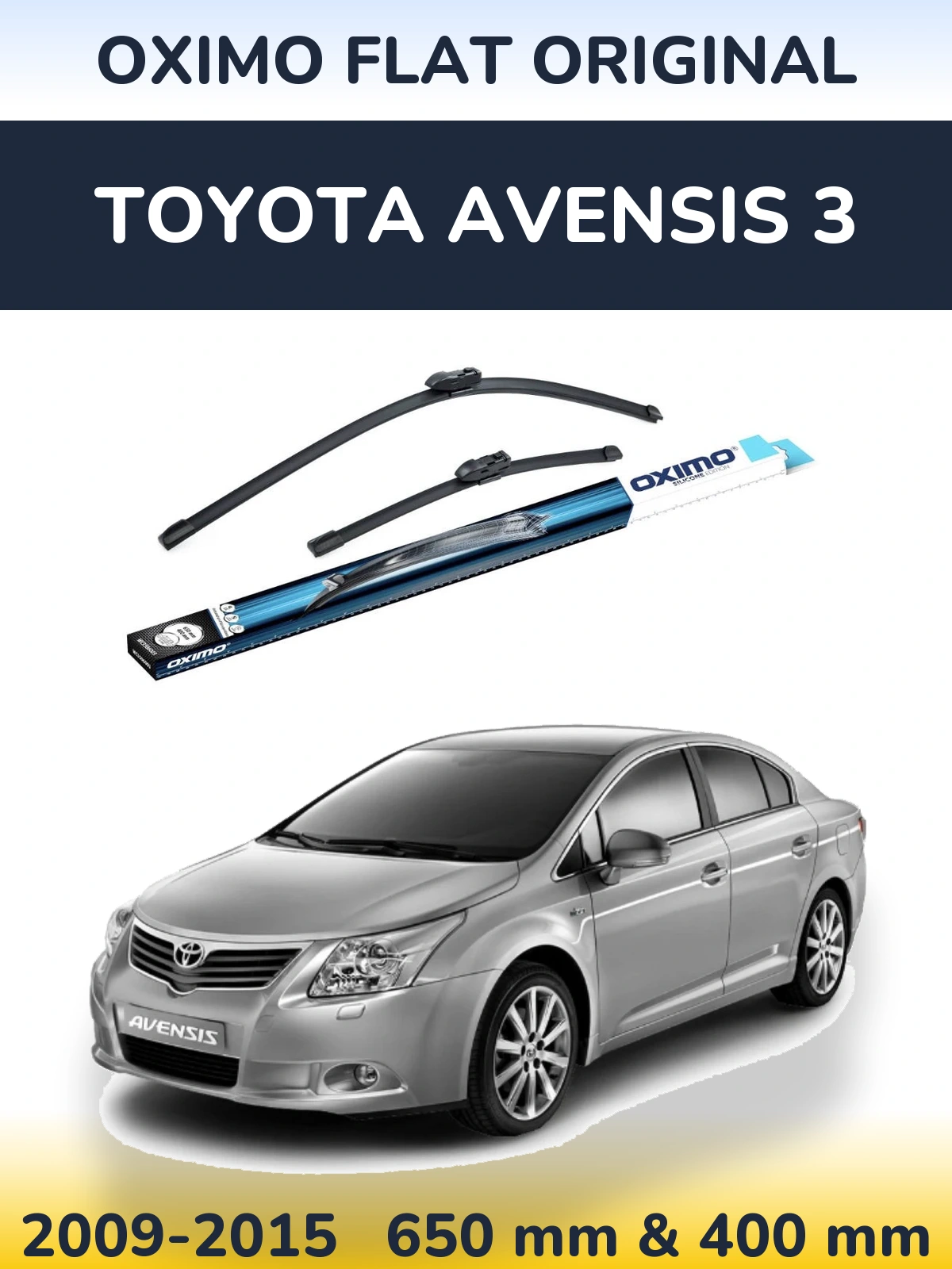 Комплект передніх щіток Oximo Flat Original 650 & 400 мм для Toyota Avensis 3 2009-2015
