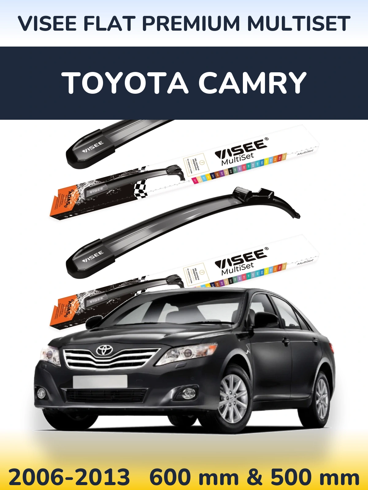 Комплект передніх щіток VISEE FLAT PREMIUM MultiSet 600 & 500 мм для Toyota Camry 2006-2013