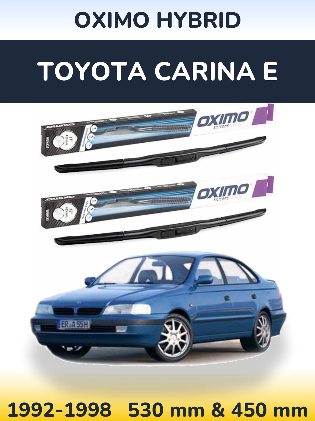 Комплект передних дворников Oximo Hybrid 530 & 450 мм для Toyota Carina E 1992-1998