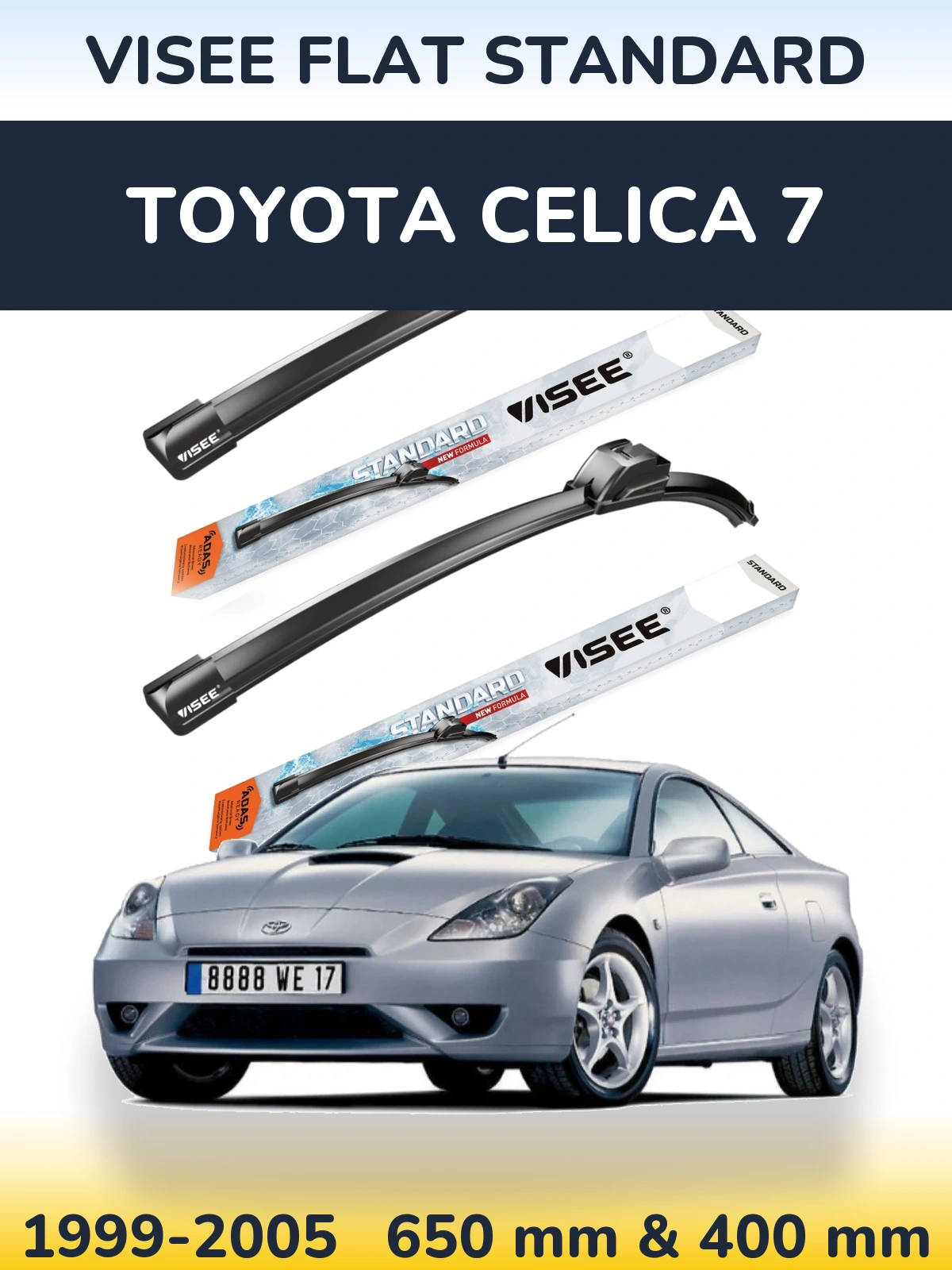 Комплект передніх щіток VISEE FLAT STANDARD 650 & 400 мм для Toyota Celica 7 1999-2005