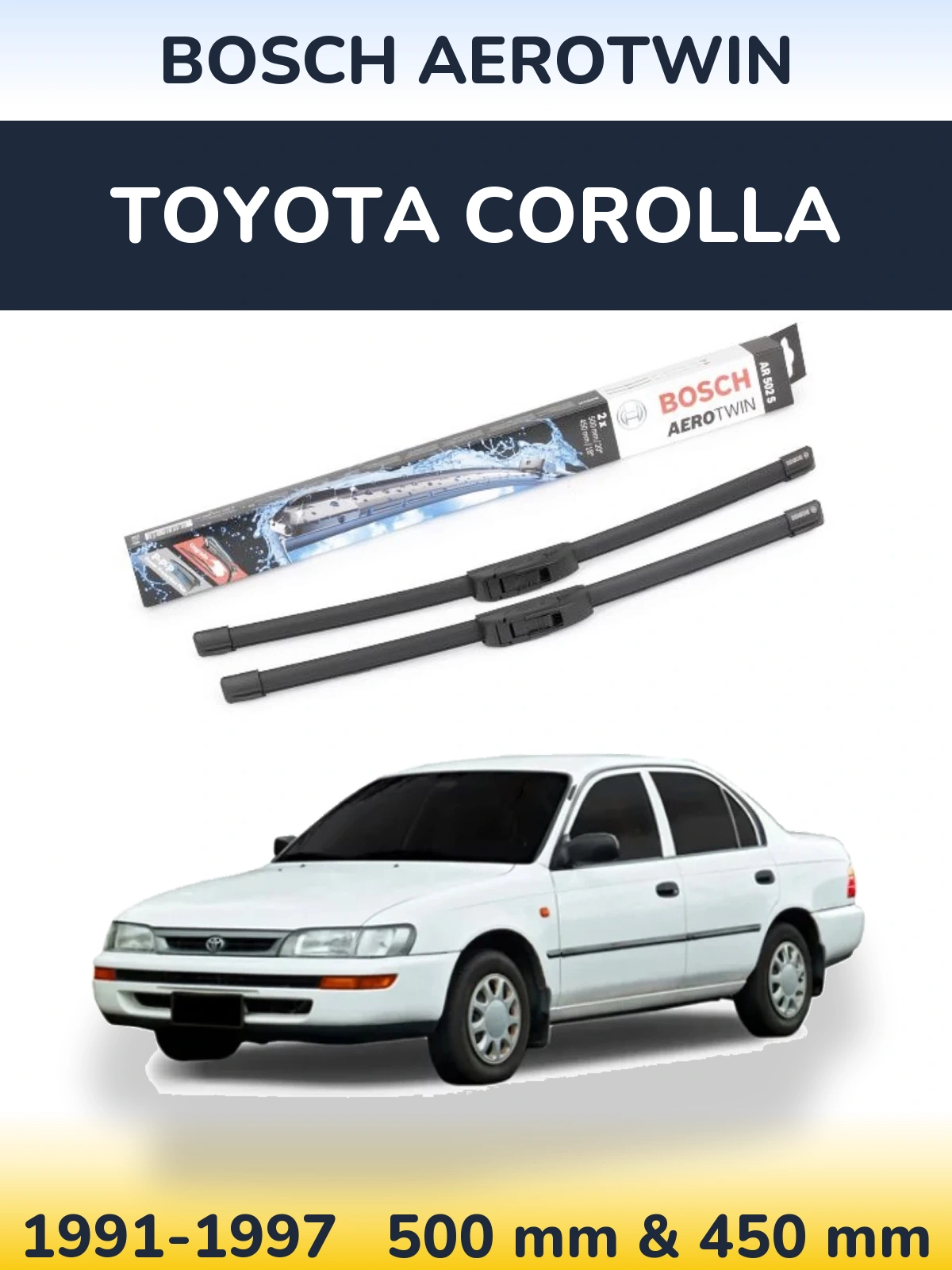 Комплект передніх щіток BOSCH AeroTwin 500 & 450 мм для Toyota Corolla 1991-1997