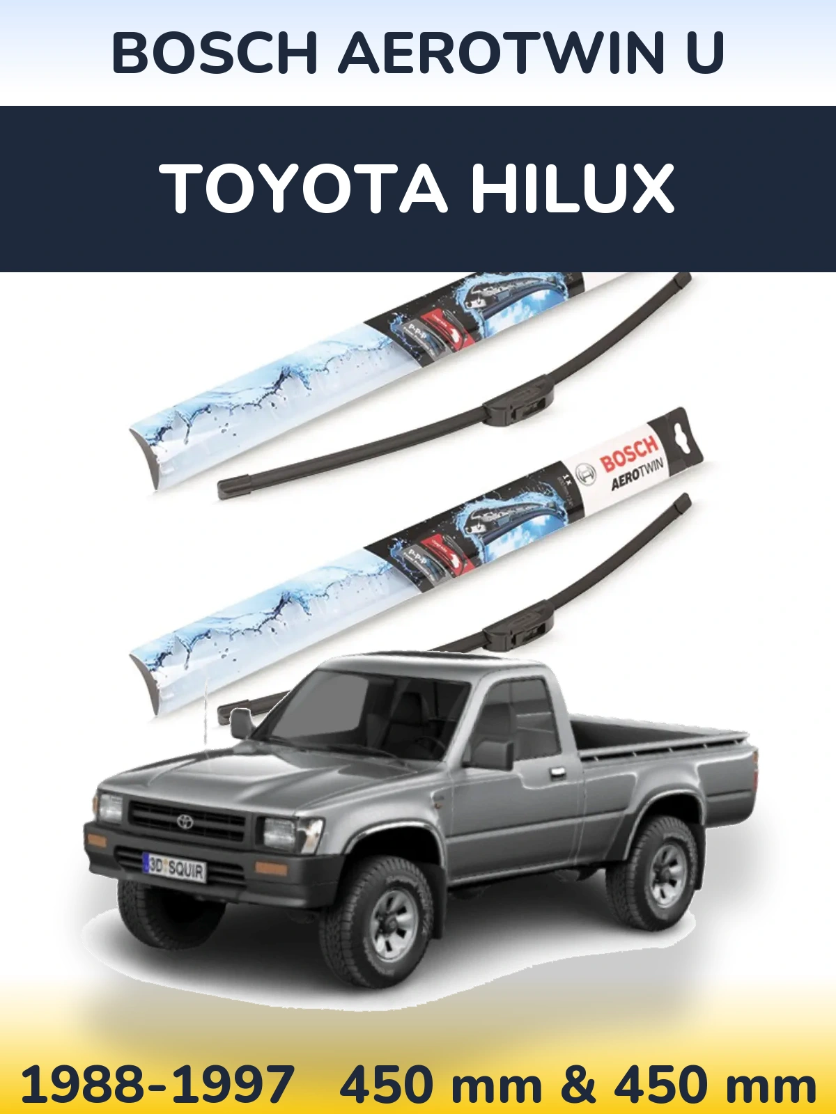 Комплект передніх щіток BOSCH AeroTwin U 450 & 450 мм для Toyota Hilux 1988-1997