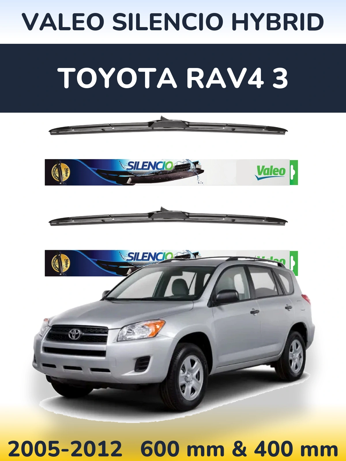 Комплект передних дворников Valeo Silencio Hybrid 600 & 400 мм для Toyota RAV4 3 2005-2012