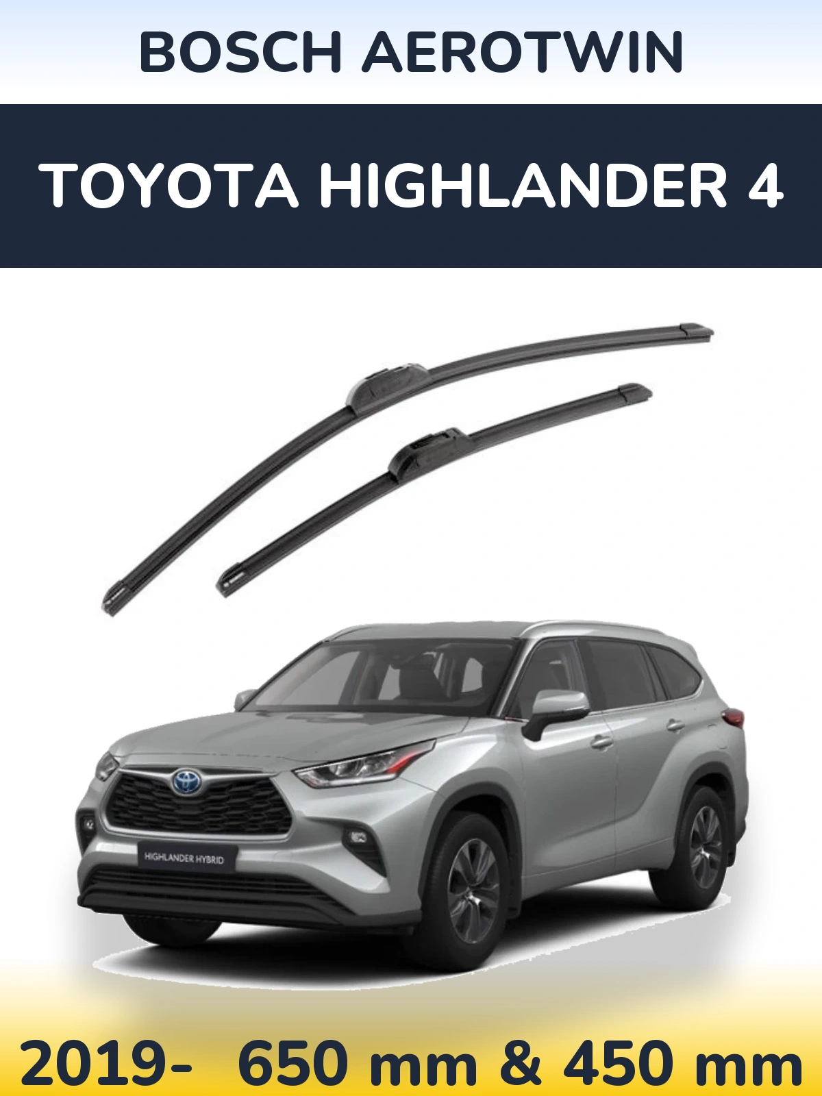 Комплект передніх щіток BOSCH AeroTwin 650 & 450 мм для Toyota Highlander 4 2019-2026
