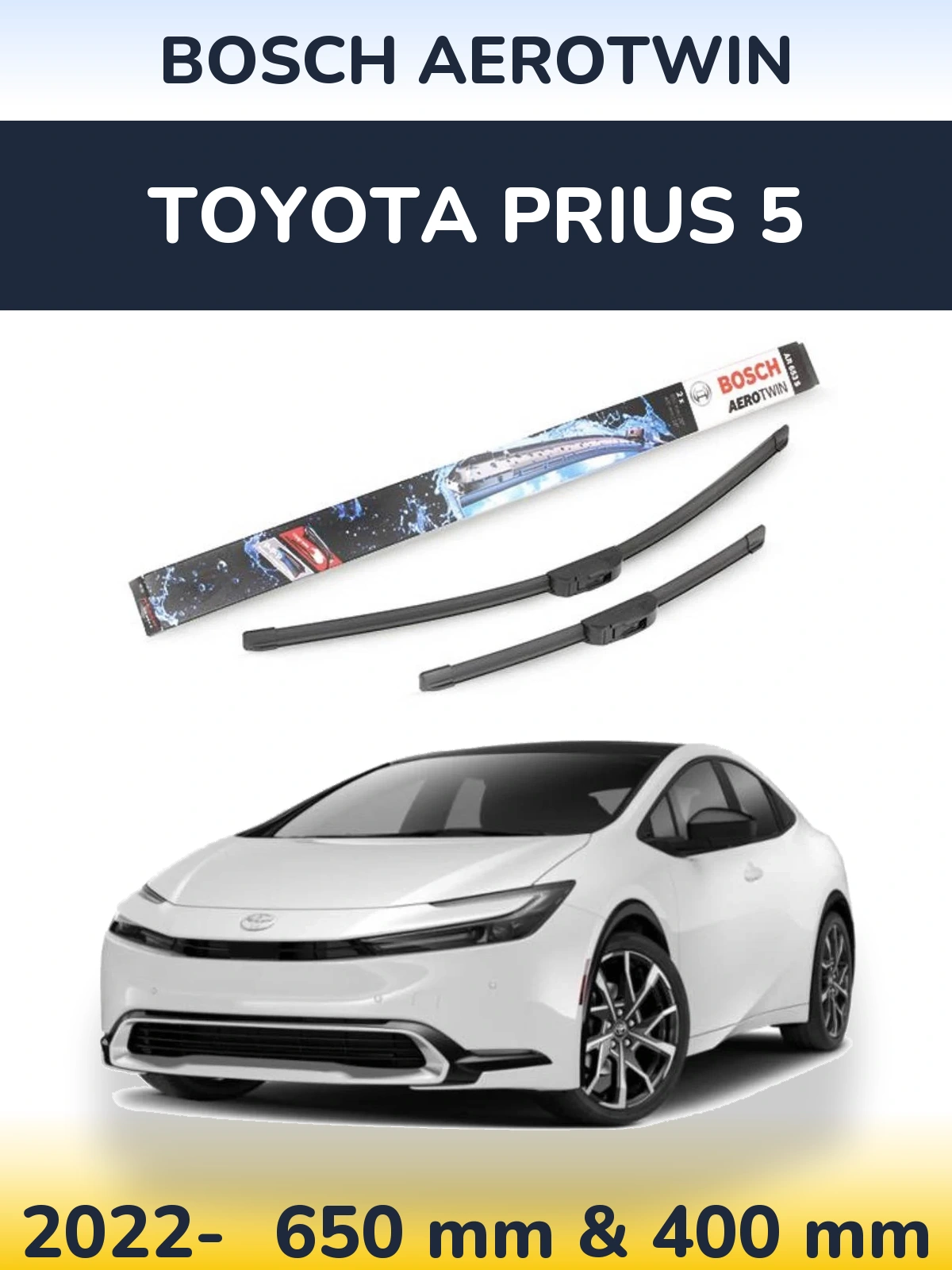 Front wiper blade set BOSCH AeroTwin 650 & 400 mm for Toyota Prius 5 2022-2026