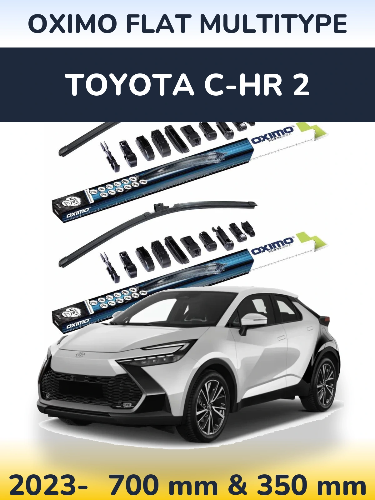Комплект передних дворников Oximo Flat MultiТипe 700 & 350 мм для Toyota C-HR 2 2023-2026