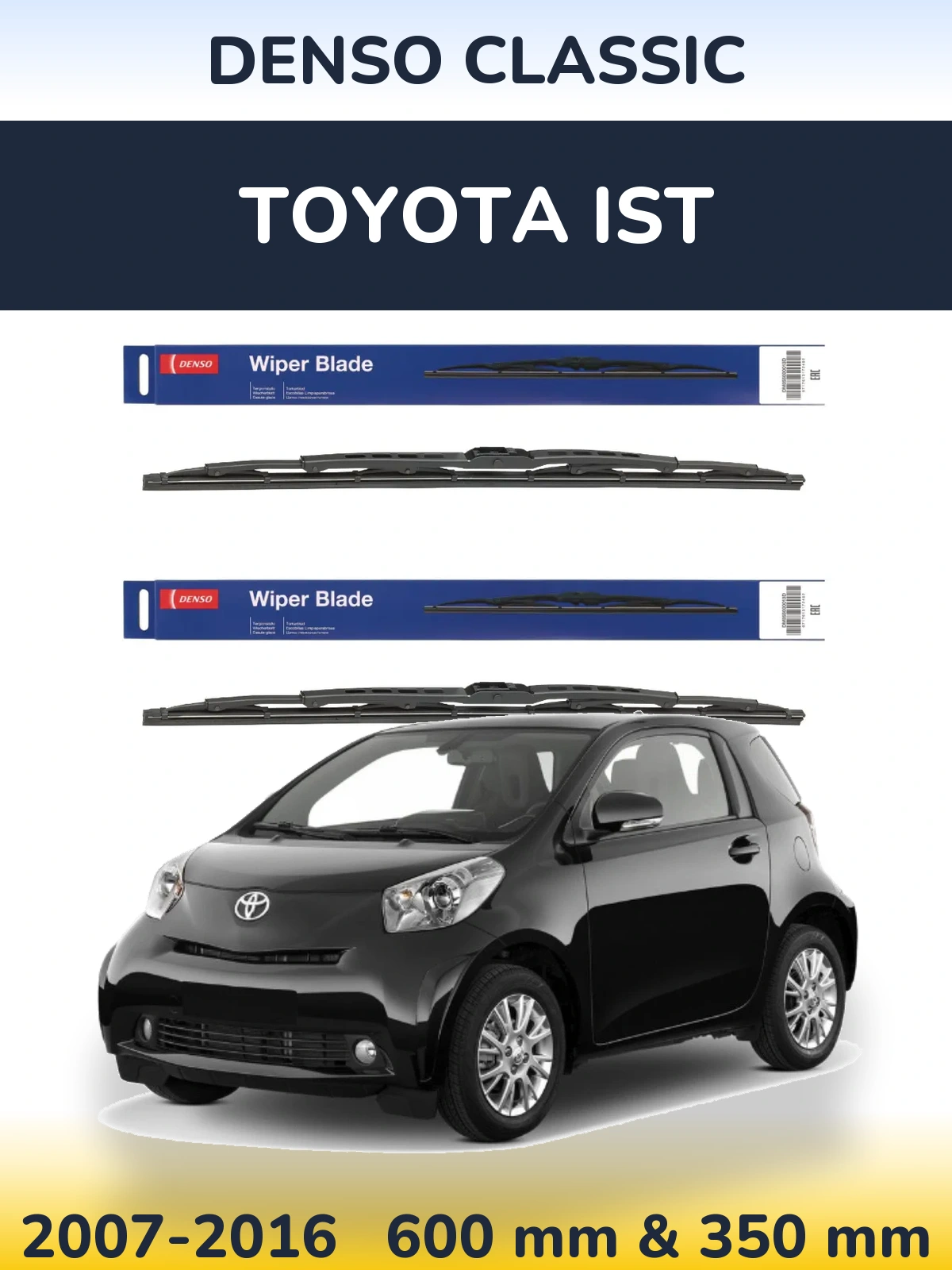 Комплект передних дворников Denso Classic 600 & 350 мм для Toyota Ist 2007-2016
