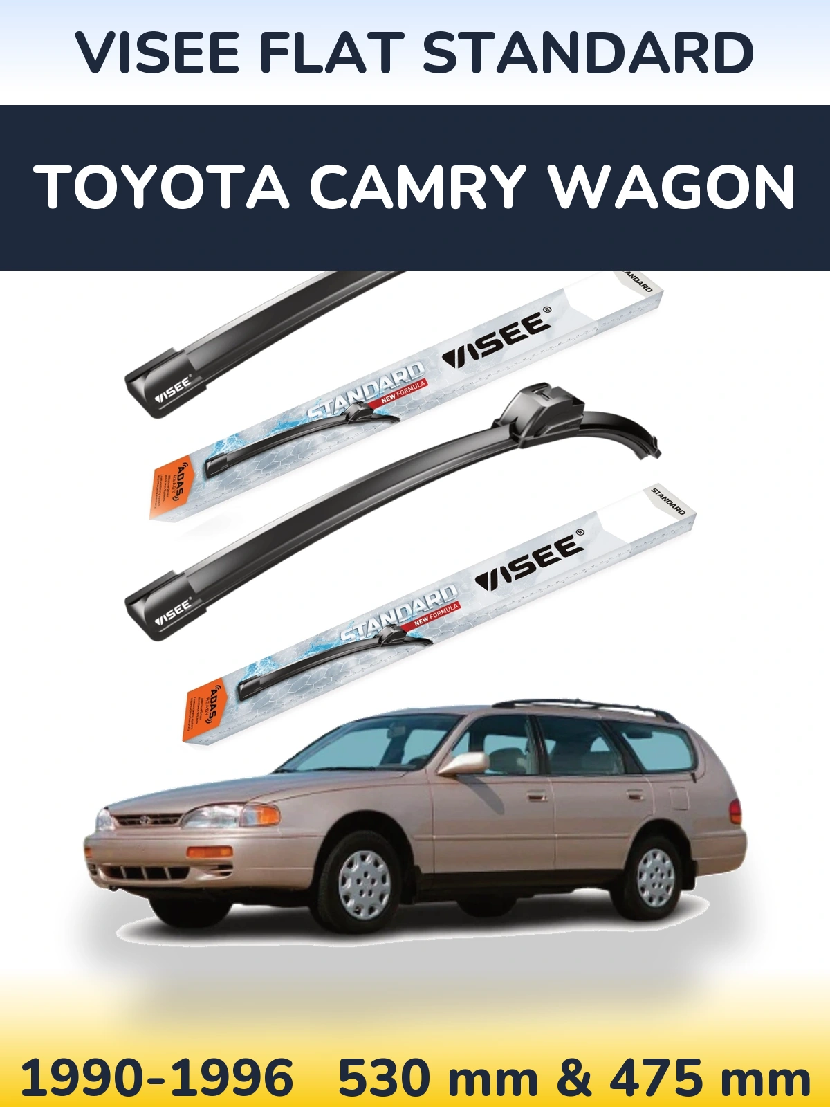 Комплект передних дворников VISEE FLAT STANDARD 530 & 475 мм для Toyota Camry Wagon 1990-1996