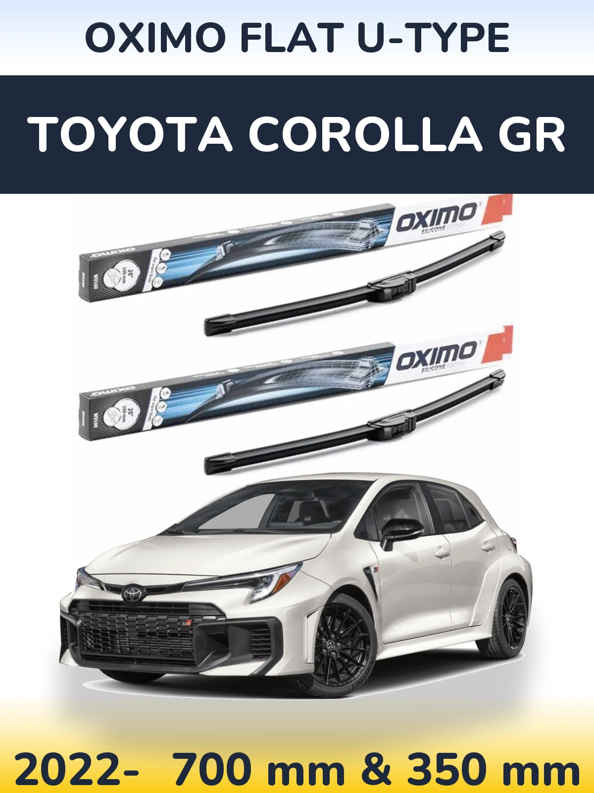 Комплект передних дворников Oximo Flat U-type 700 & 350 мм для Toyota Corolla GR 2022-2026