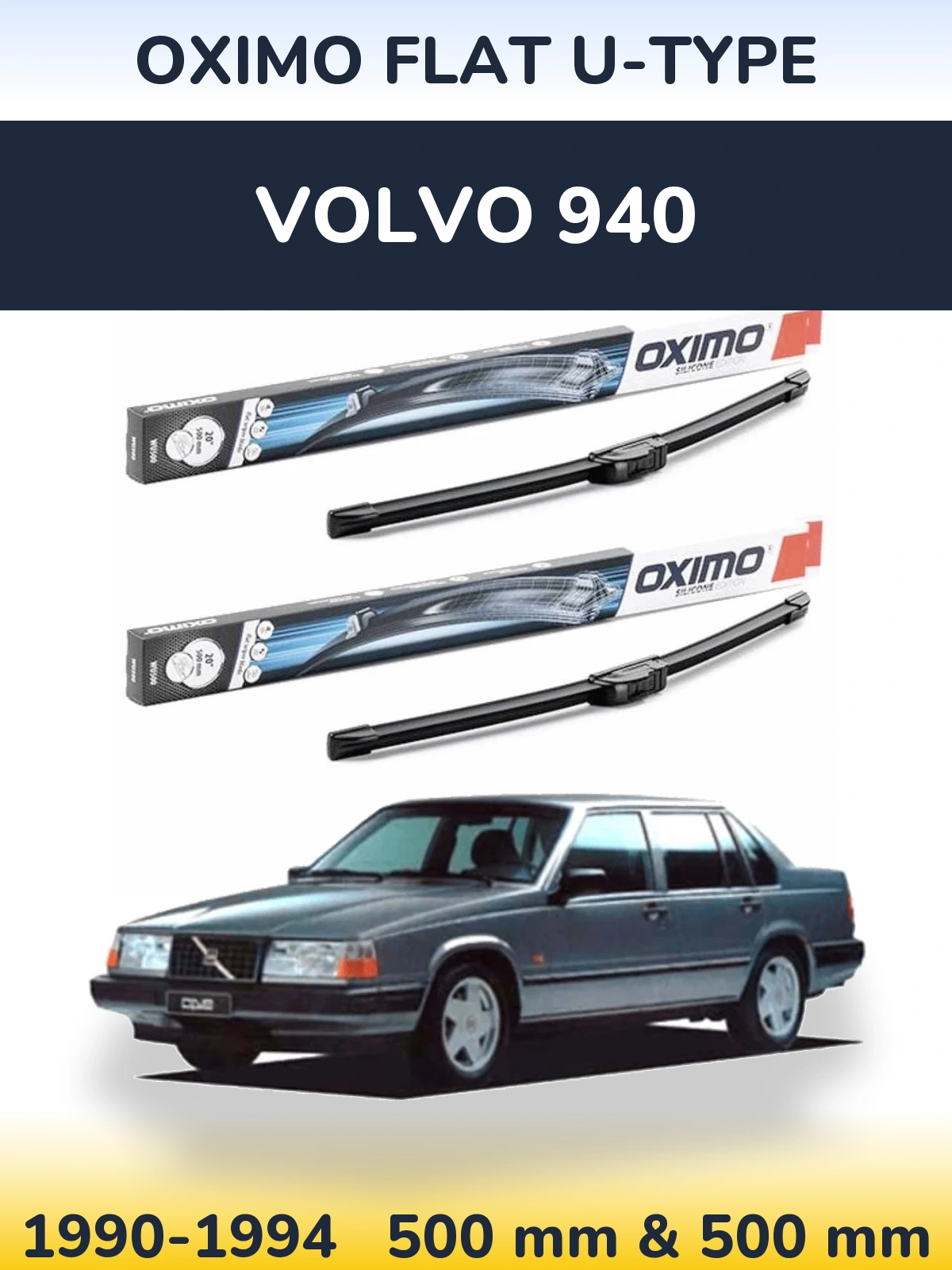 Комплект передних дворников Oximo Flat U-type 500 & 500 мм для Volvo 940 1990-1994