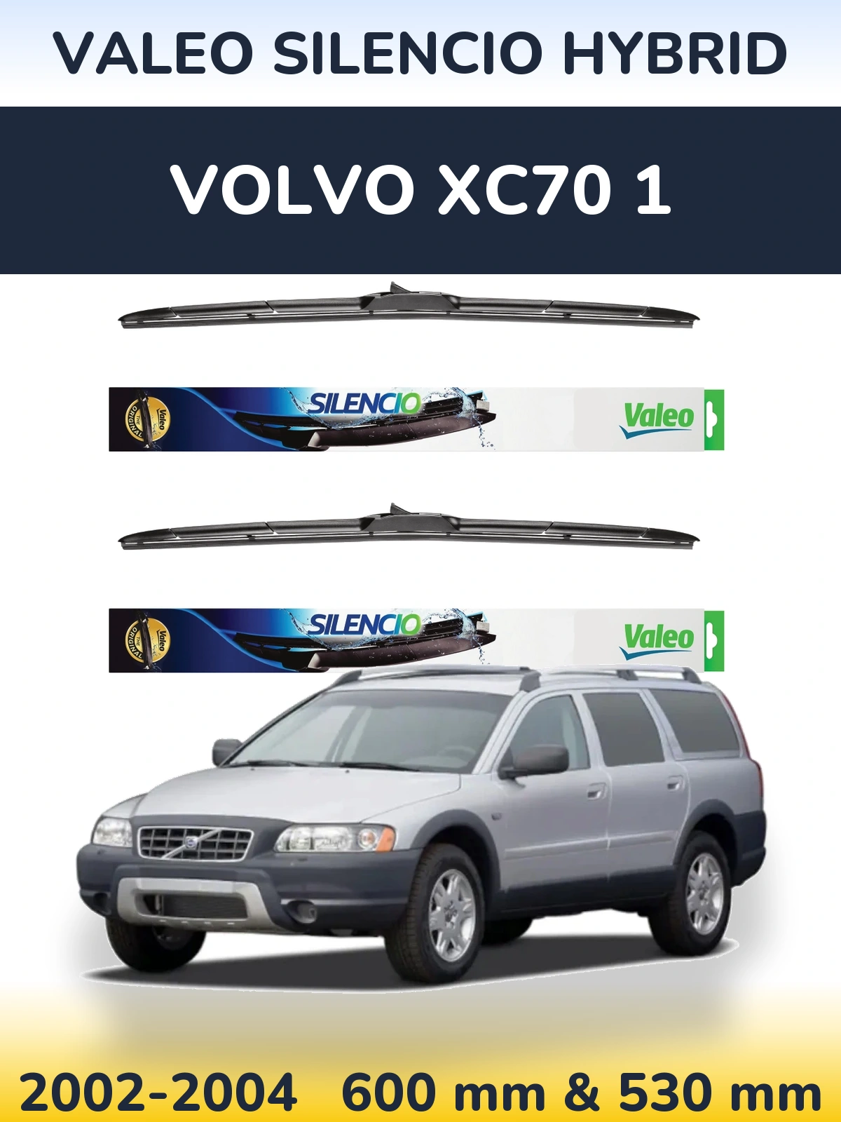 Комплект передних дворников Valeo Silencio Hybrid 600 & 530 мм для Volvo XC70 1 2002-2004