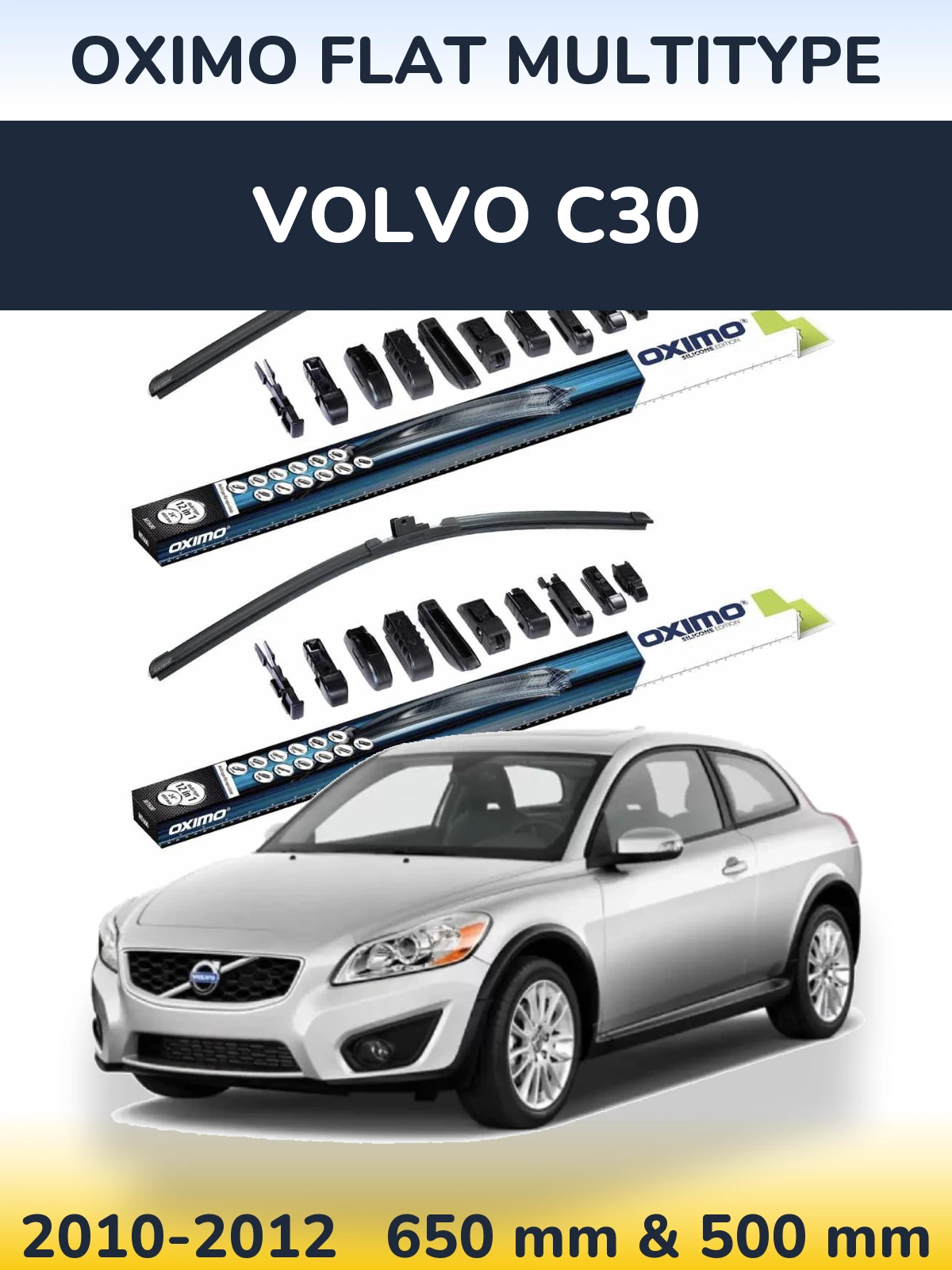 Комплект передних дворников Oximo Flat MultiТипe 650 & 500 мм для Volvo C30 2010-2012