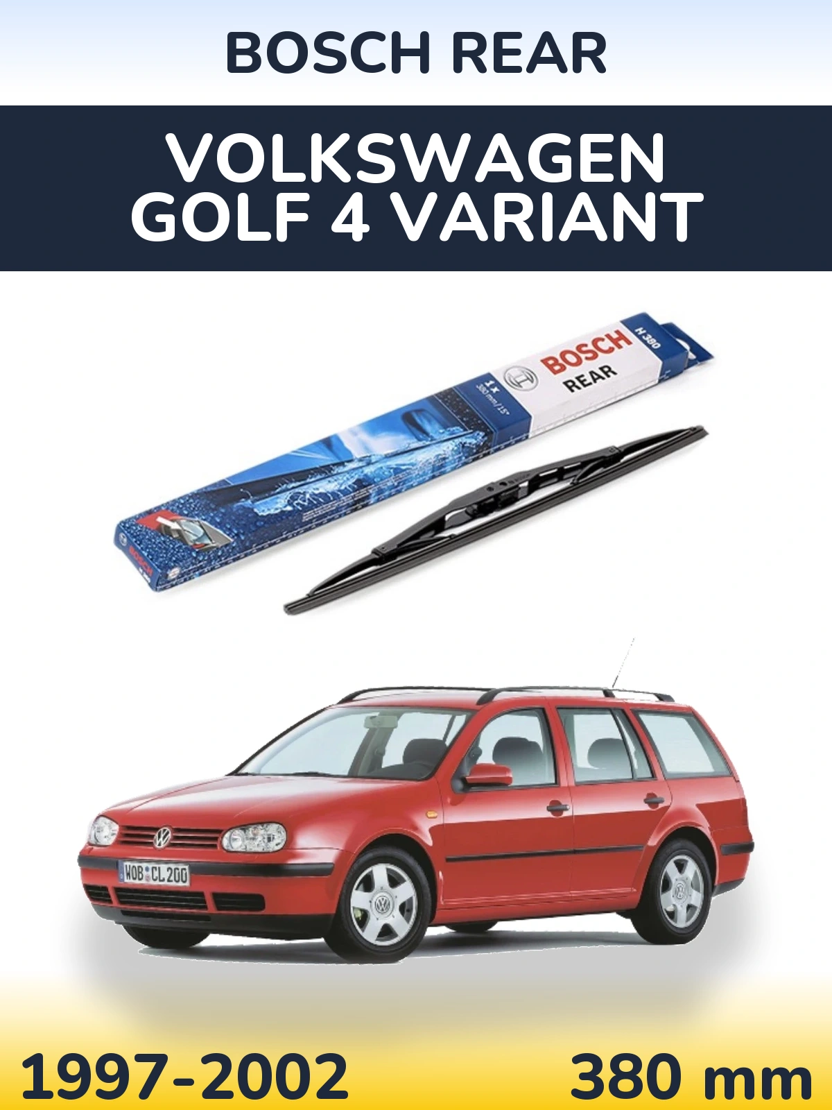 Задний дворник BOSCH Rear 380 мм для Volkswagen Golf 4 Variant 1997-2002