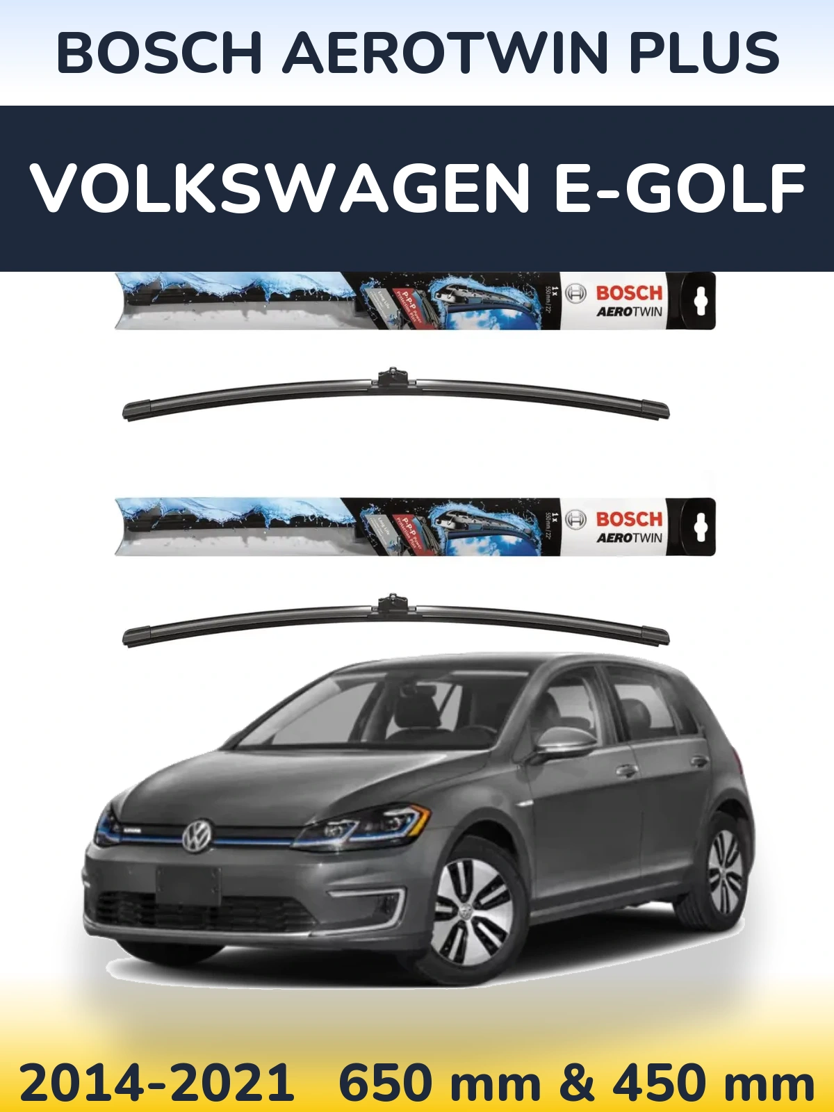 Комплект передніх щіток BOSCH AeroTwin Plus 650 & 450 мм для Volkswagen e-Golf 2014-2021