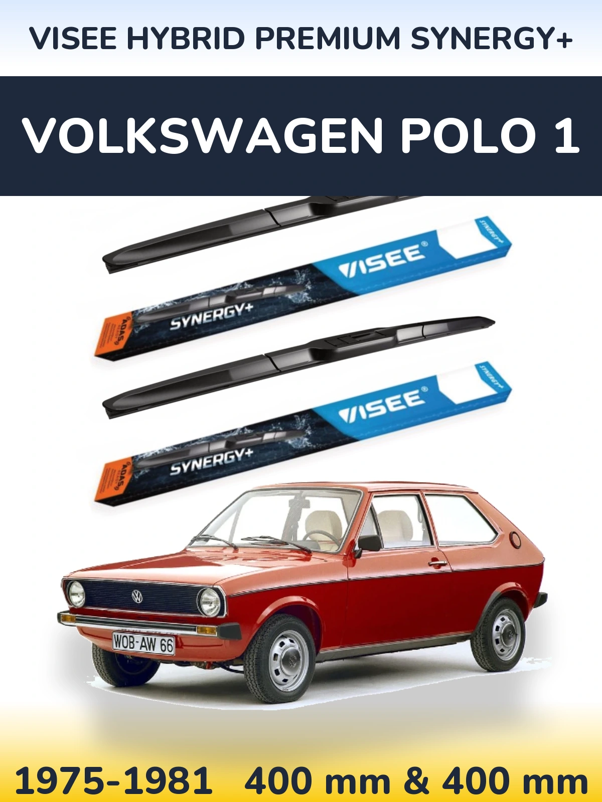 Комплект передніх щіток VISEE HYBRID PREMIUM SYNERGY+ 400 & 400 мм для Volkswagen Polo 1 1975-1981