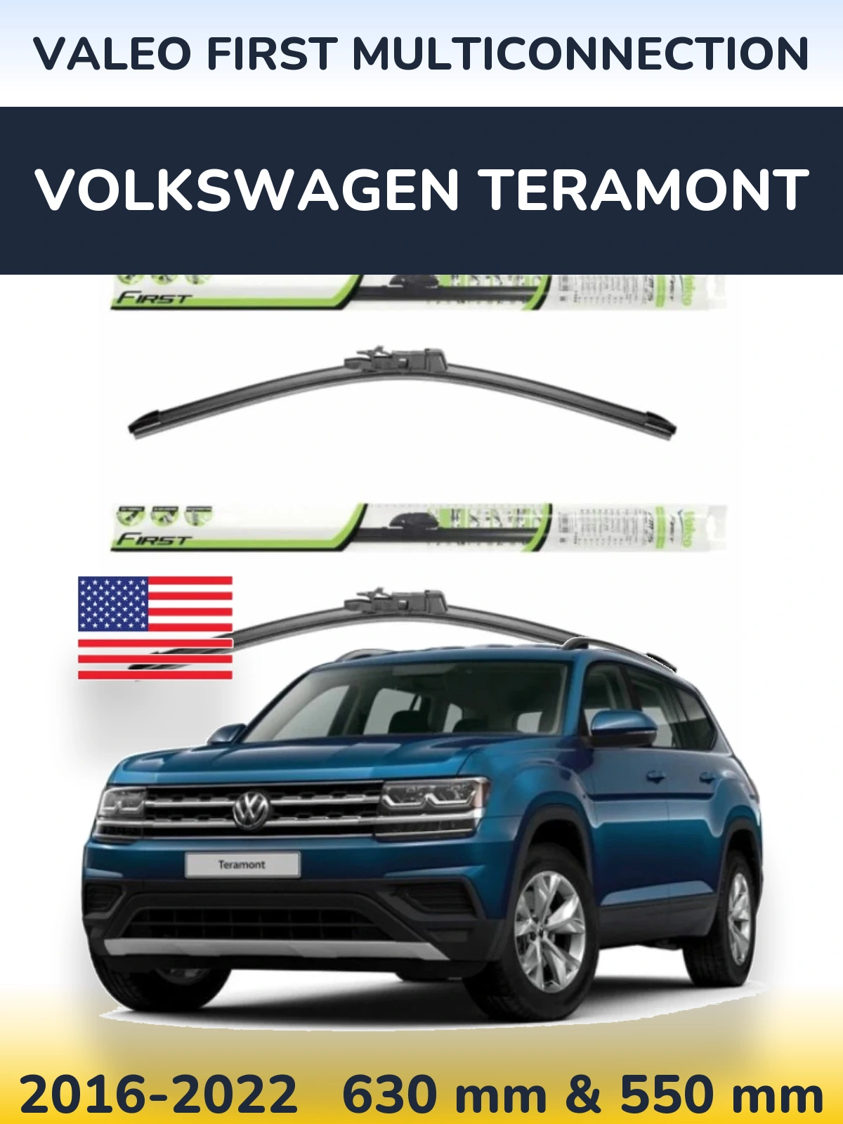 Комплект передних дворников Valeo First MultiConnection 600 & 550 мм для Volkswagen Teramont 2016-2022