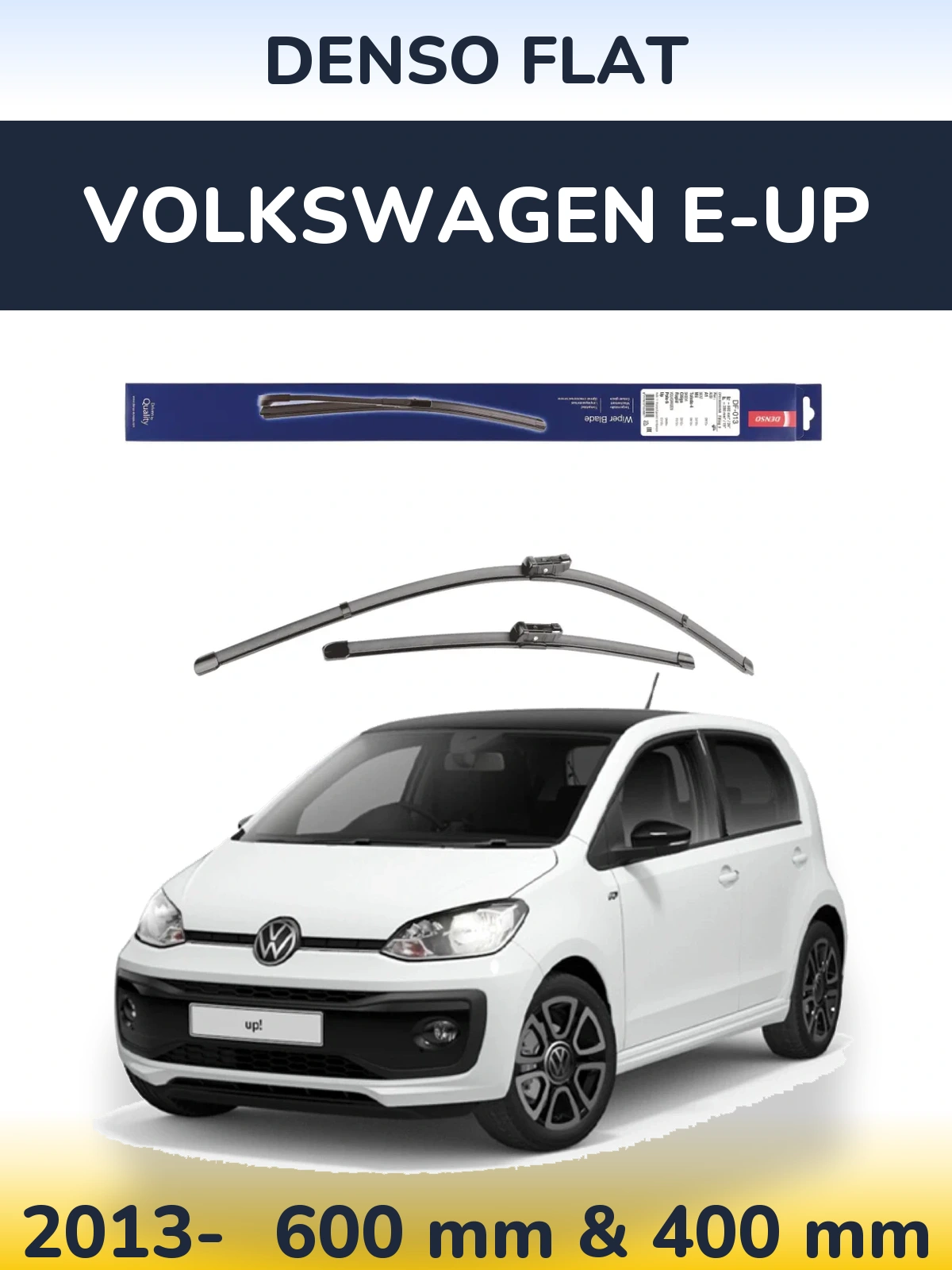 Комплект передніх щіток Denso Flat 600 & 380 мм для Volkswagen e-Up 2013-2026