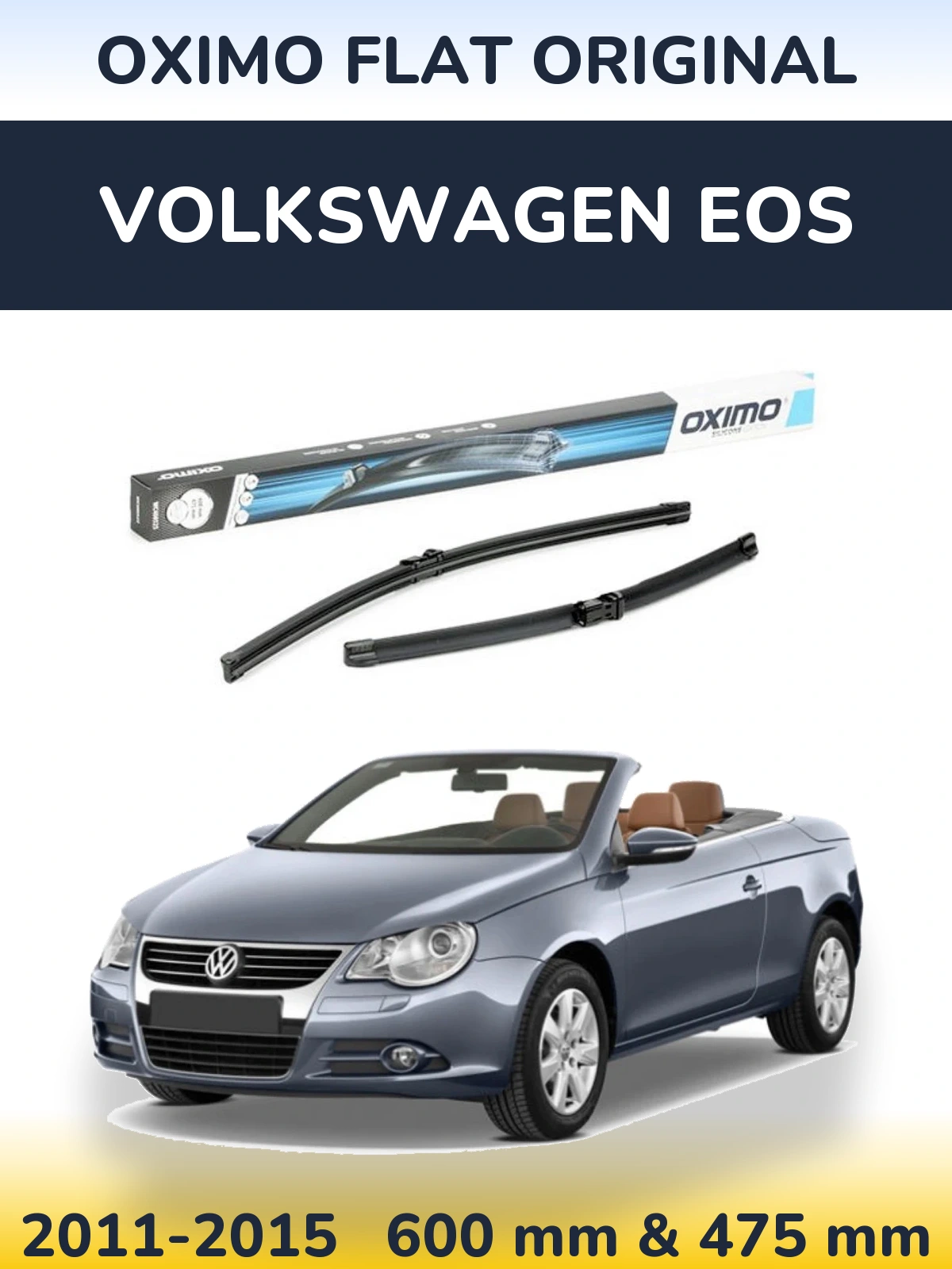 Комплект передних дворников Oximo Flat Original 600 & 475 мм для Volkswagen EOS 2011-2015