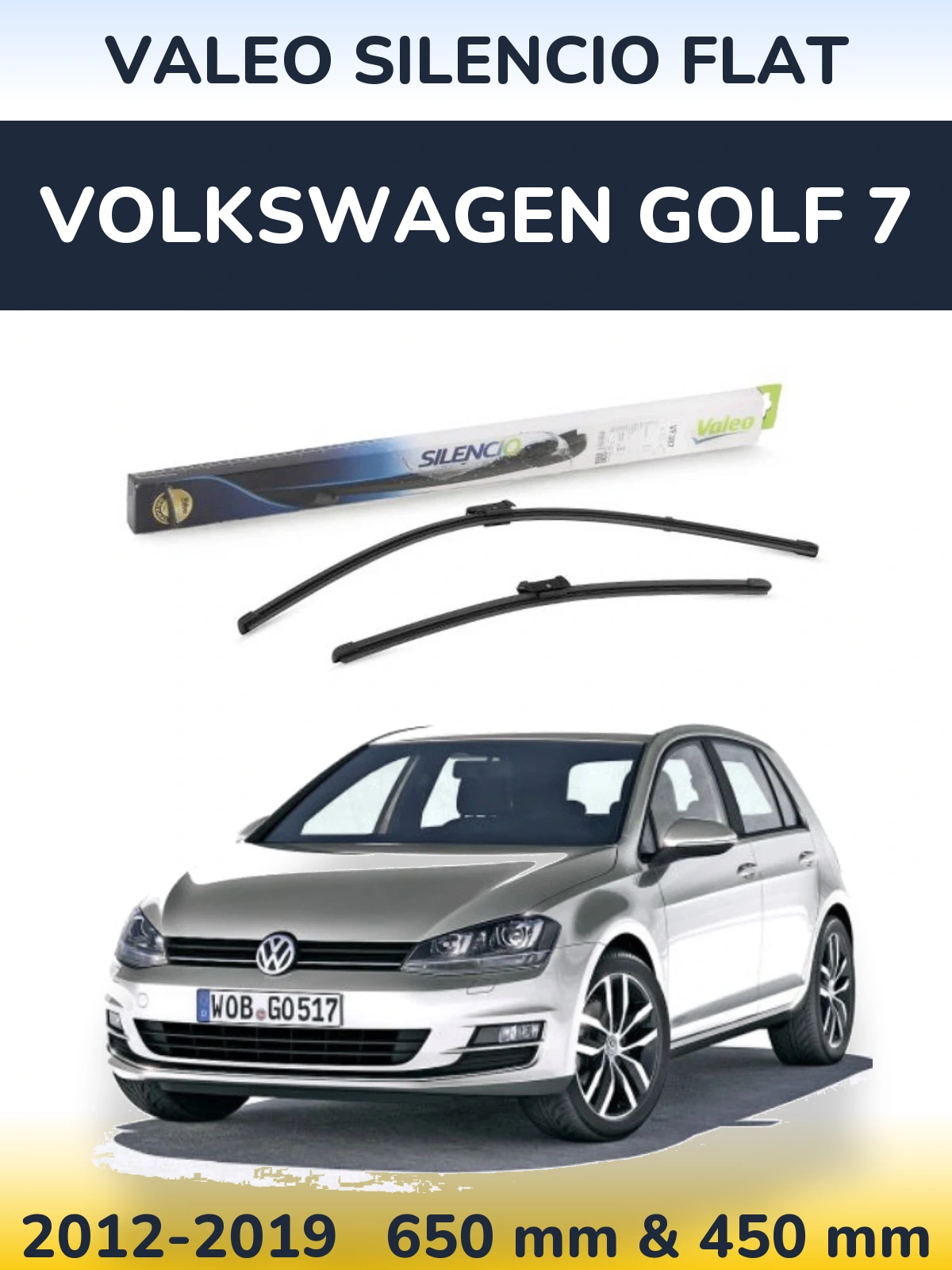 Комплект передніх щіток Valeo Silencio Flat 650 & 450 мм для Volkswagen Golf 7 2012-2019