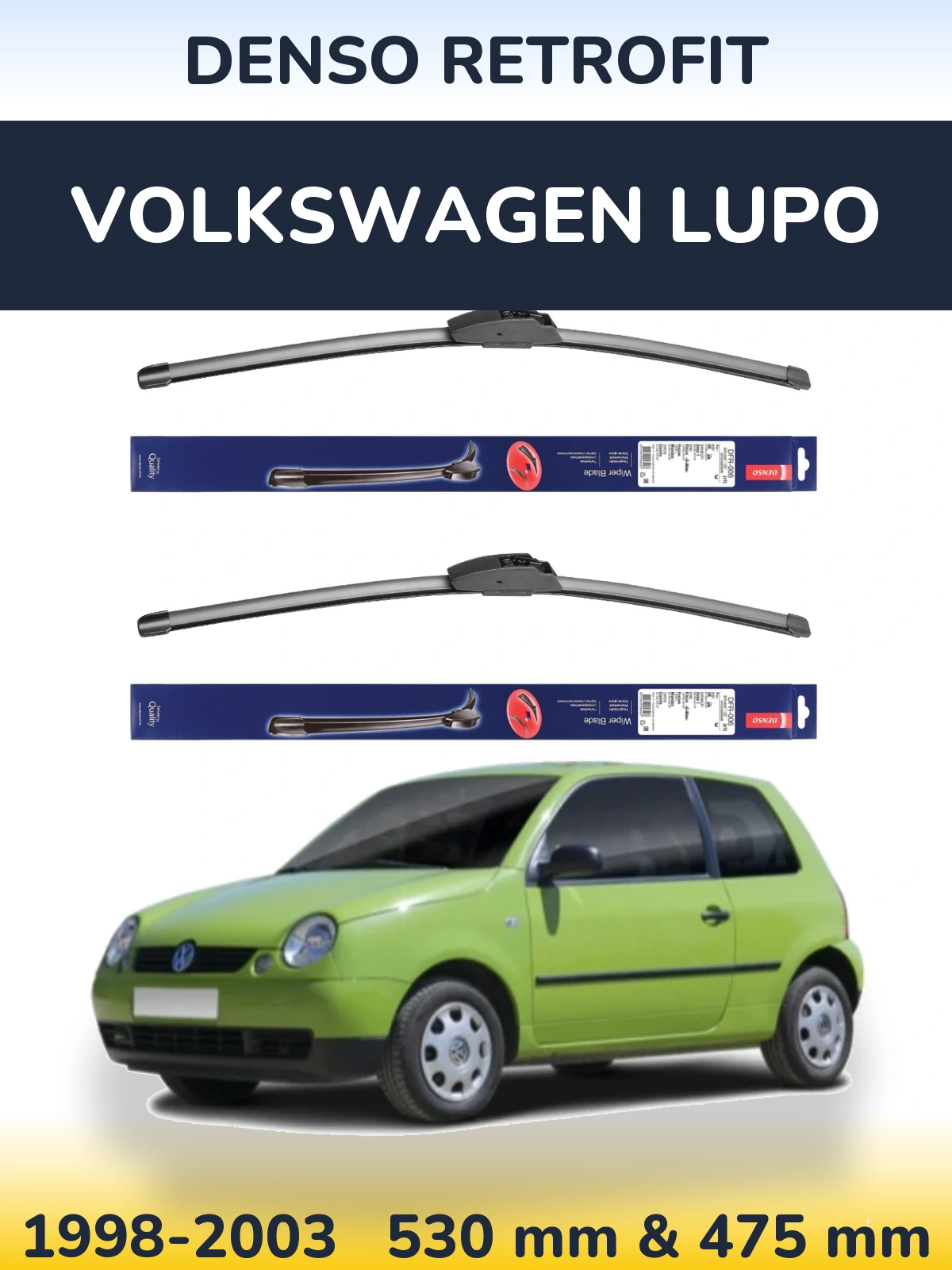 Комплект передних дворников Denso Retrofit 530 & 475 мм для Volkswagen Lupo 1998-2003