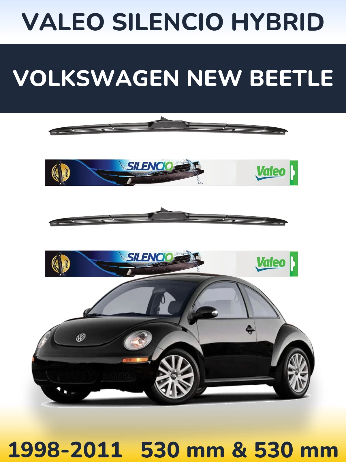 Комплект передних дворников Valeo Silencio Hybrid 530 & 530 мм для Volkswagen New Beetle 1998-2011