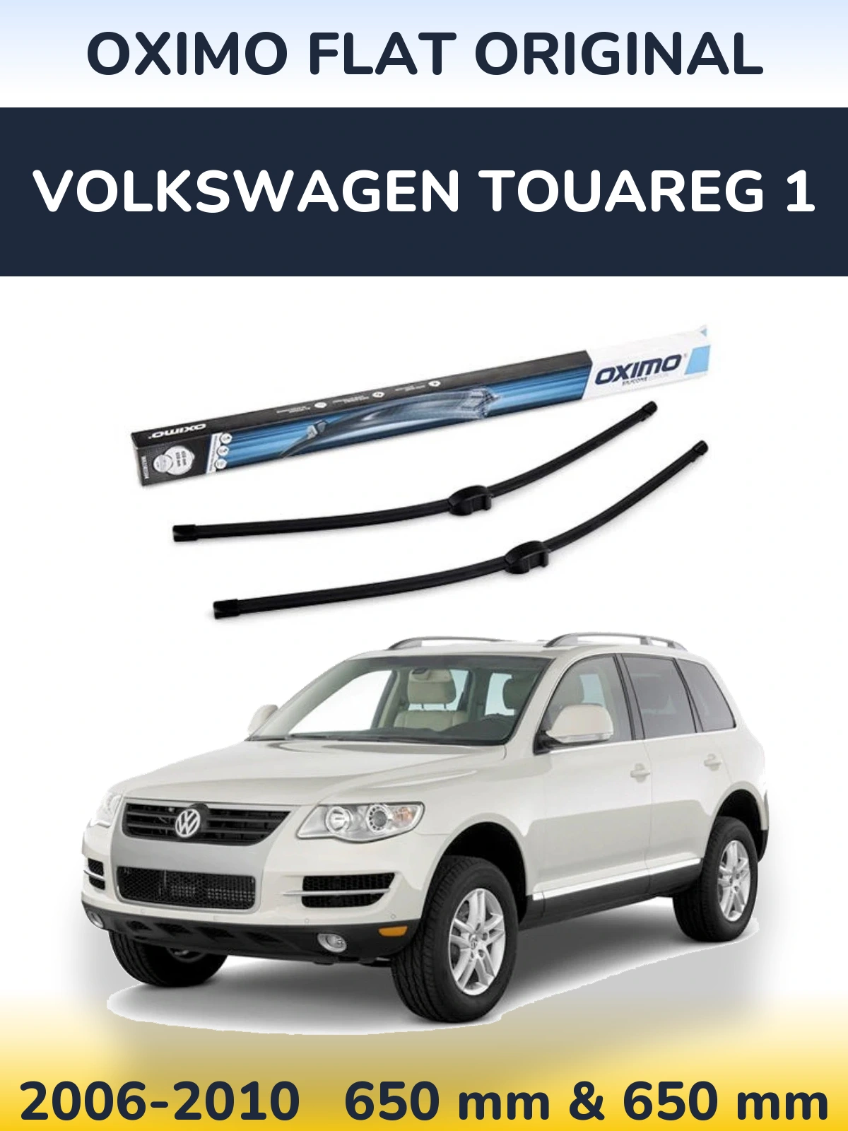 Комплект передних дворников Oximo Flat Original 650 & 650 мм для Volkswagen Touareg 1 2006-2010