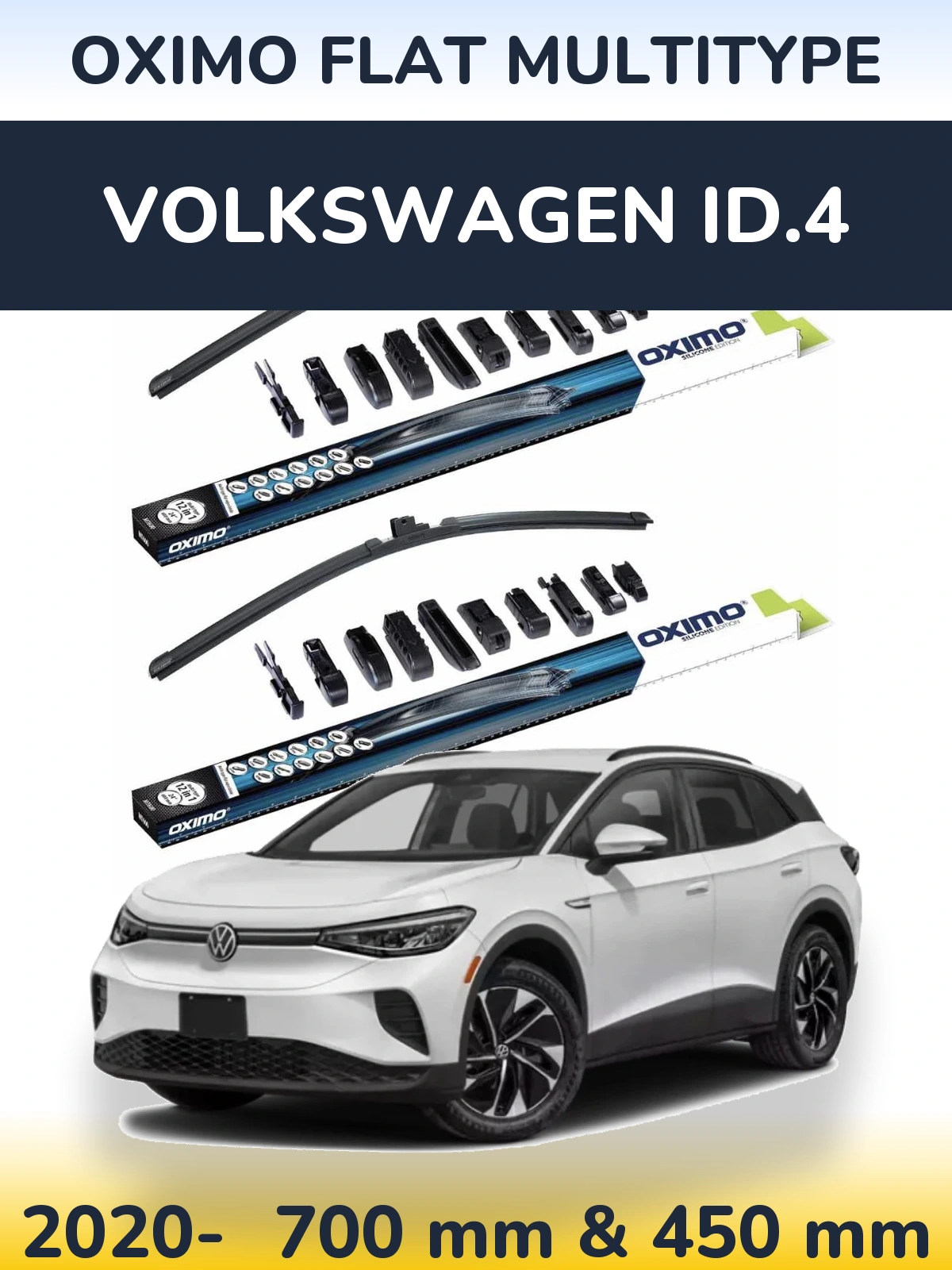 Front wiper blade set Oximo Flat MultiTüüpe 700 & 450 mm for Volkswagen ID.4 2020-2026