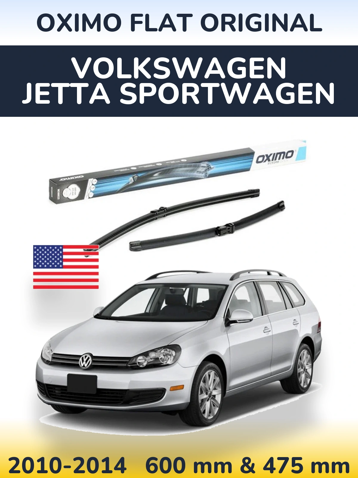 Комплект передніх щіток Oximo Flat Original 600 & 475 мм для Volkswagen Jetta SportWagen 2010-2014
