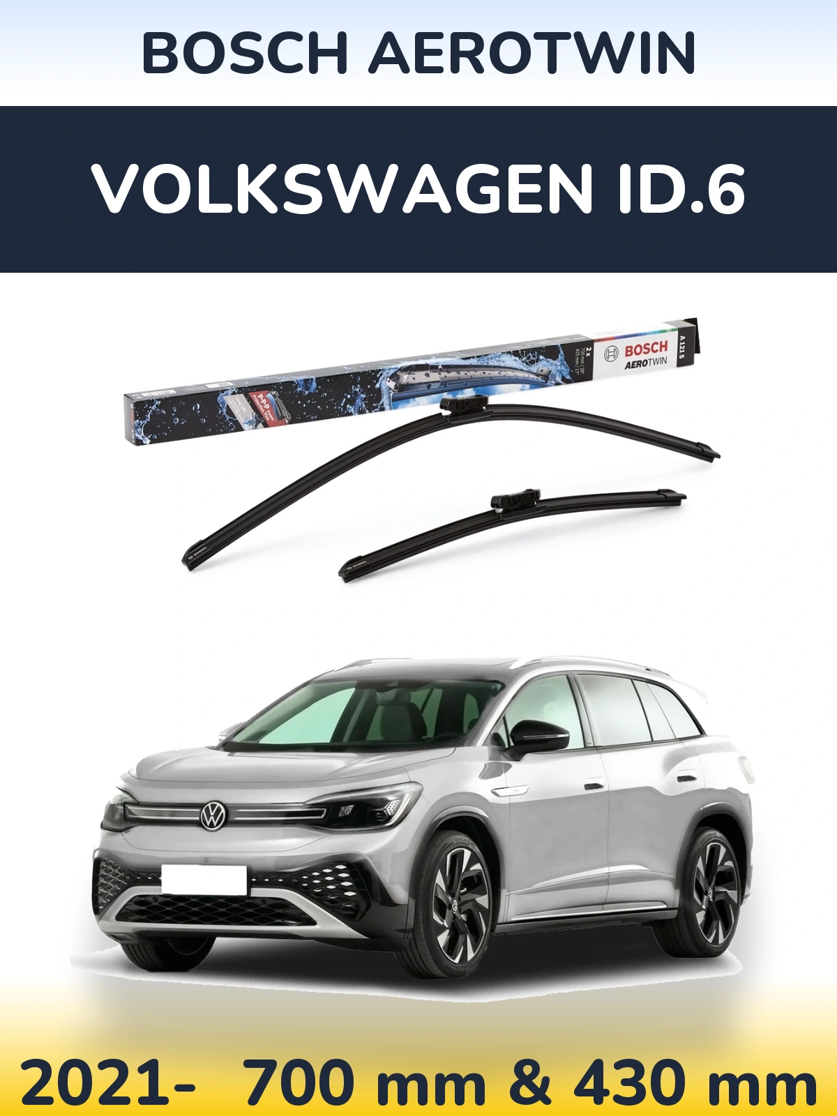Комплект передних дворников BOSCH AeroTwin 700 & 425 мм для Volkswagen ID.6 2021-2026