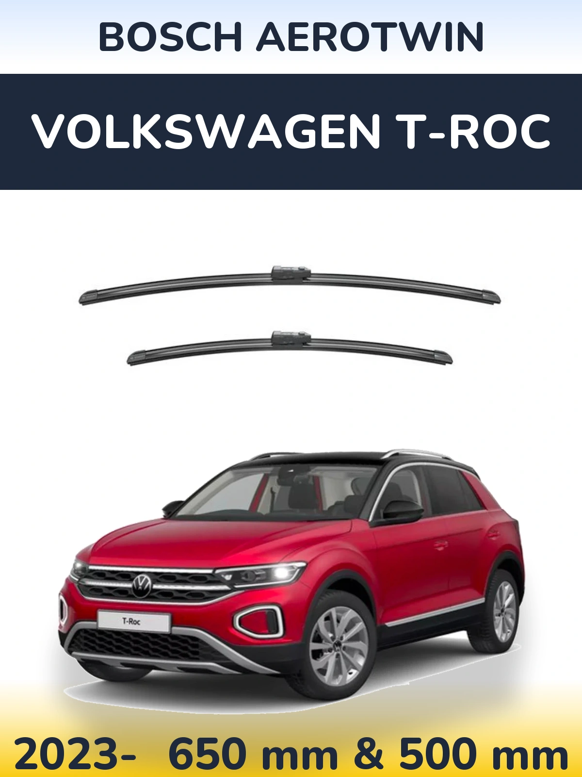 Комплект передних дворников BOSCH AeroTwin 650 & 500 мм для Volkswagen T-Roc 2023-2026